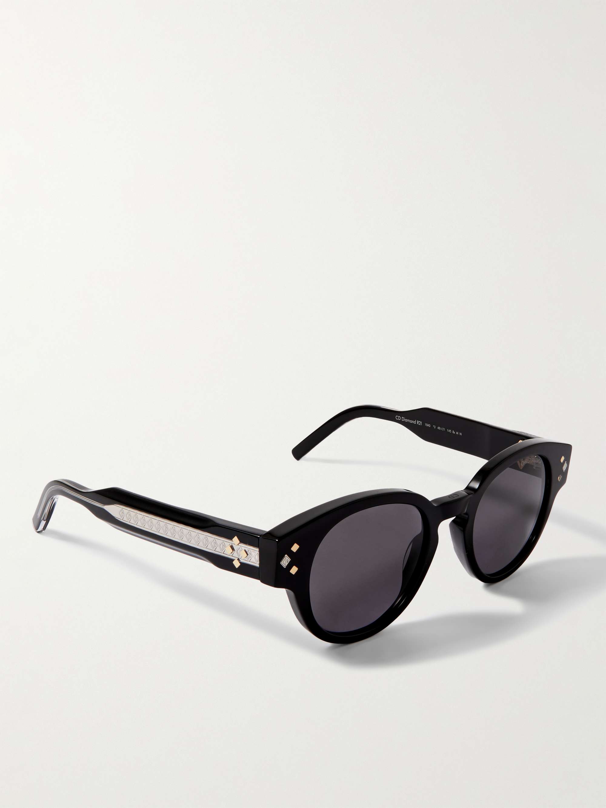 DIOR EYEWEAR Diamond R2I Acetate and Silver-Tone Round-Frame Sunglasses ...