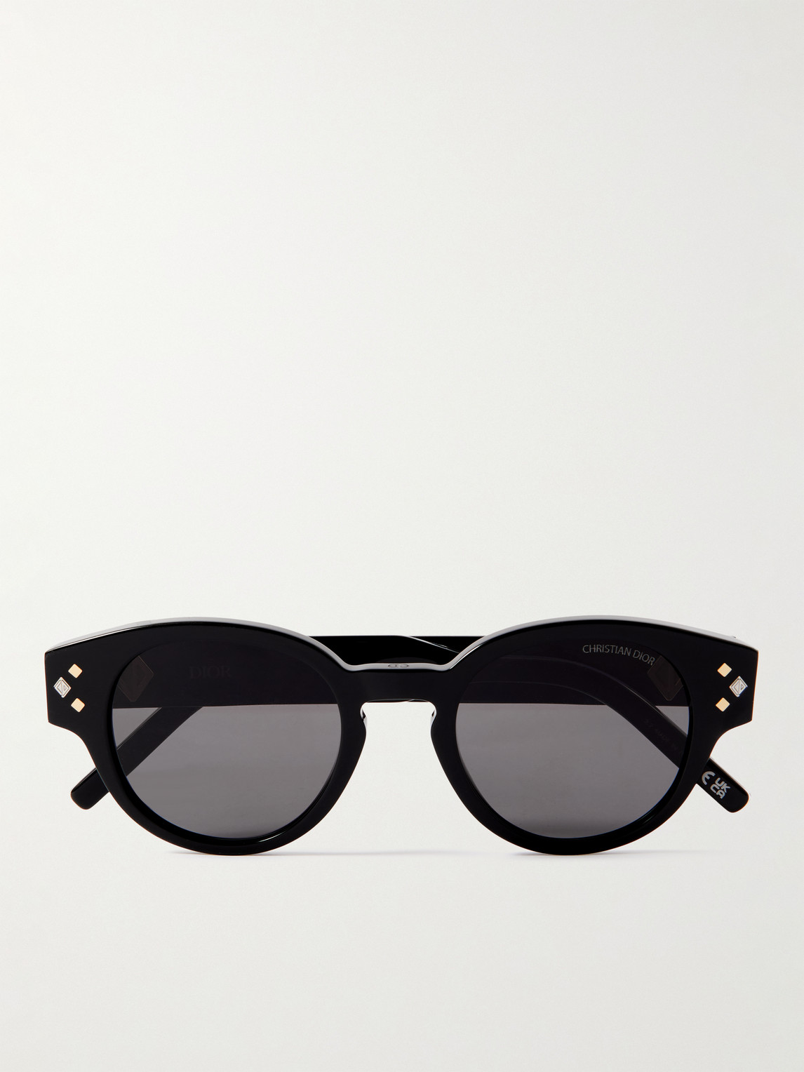 Dior Cd Diamond R2i Acetate And Silver-tone Round-frame Sunglasses In Black
