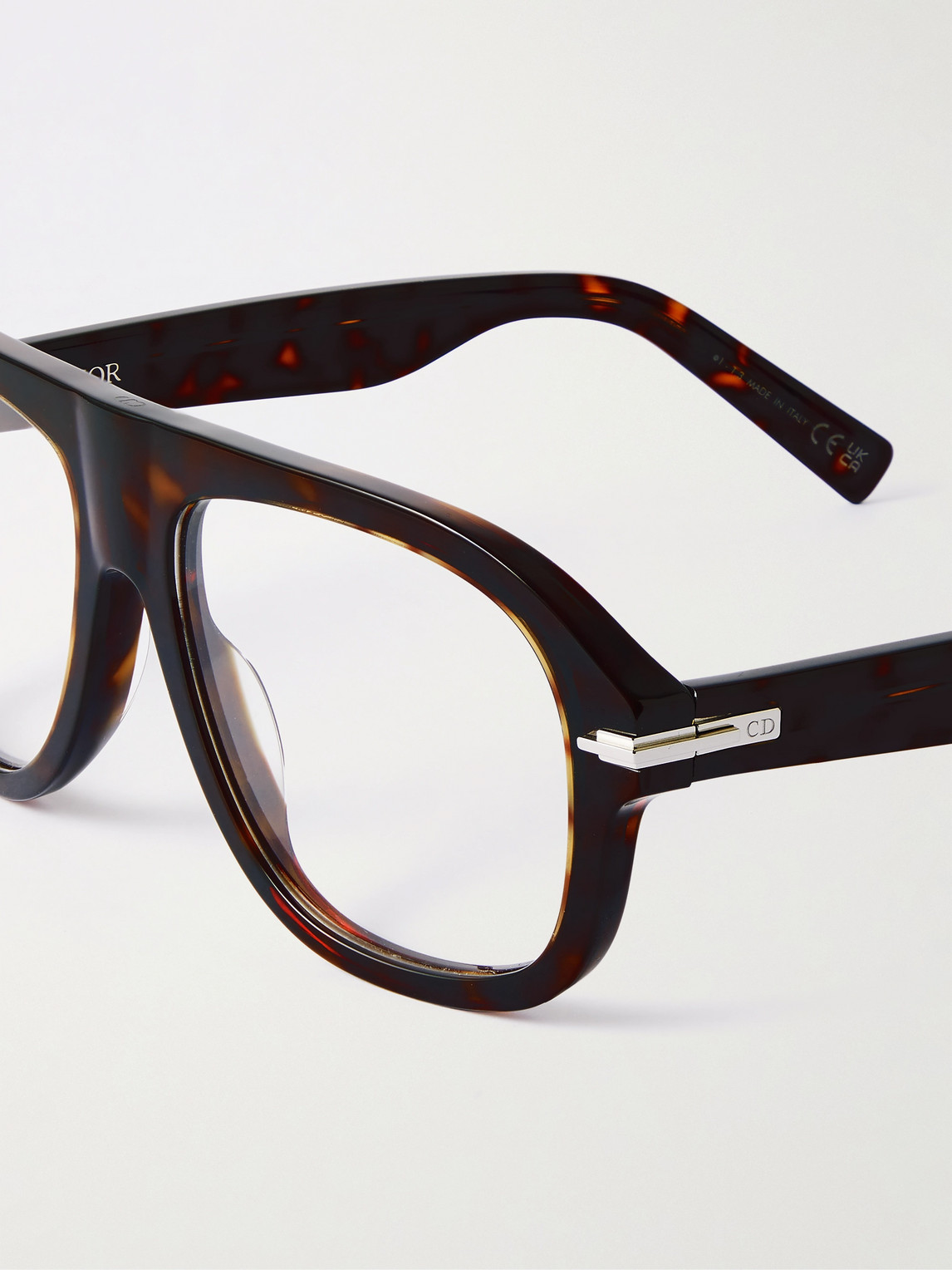 Shop Dior Blacksuit Tortoiseshell Acetate And Silver-tone Aviator-style Optical Glasses In Brown