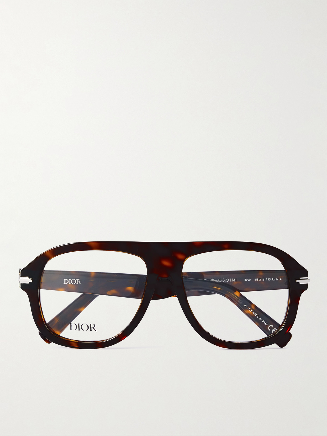 DIOR Eyewear Blacksuit Tortoiseshell Acetate and Silver-Tone Aviator-Style Optical Glasses - Men
