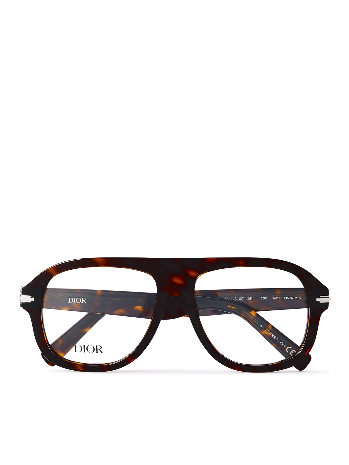Blacksuit Tortoiseshell Acetate and Silver-Tone Aviator-Style Optical Glasses