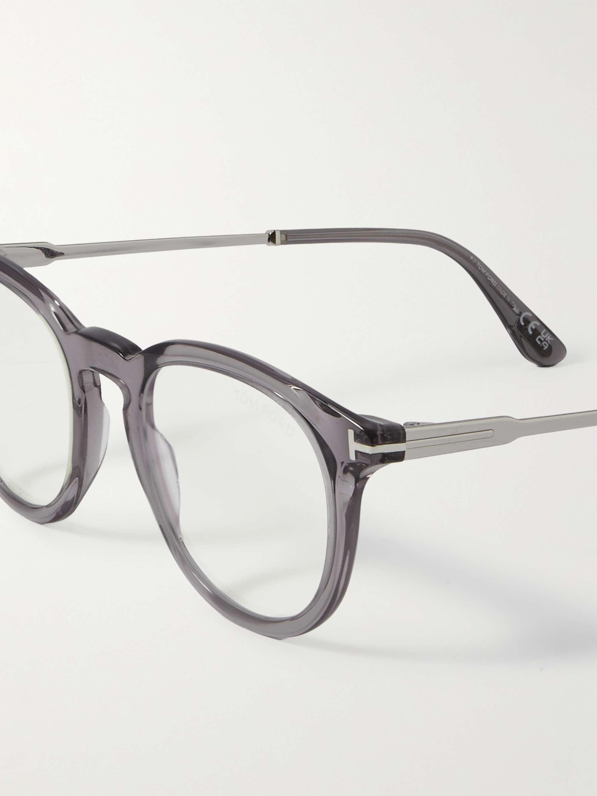 TOM FORD EYEWEAR Round-Frame Acetate and Silver-Tone Optical Glasses ...