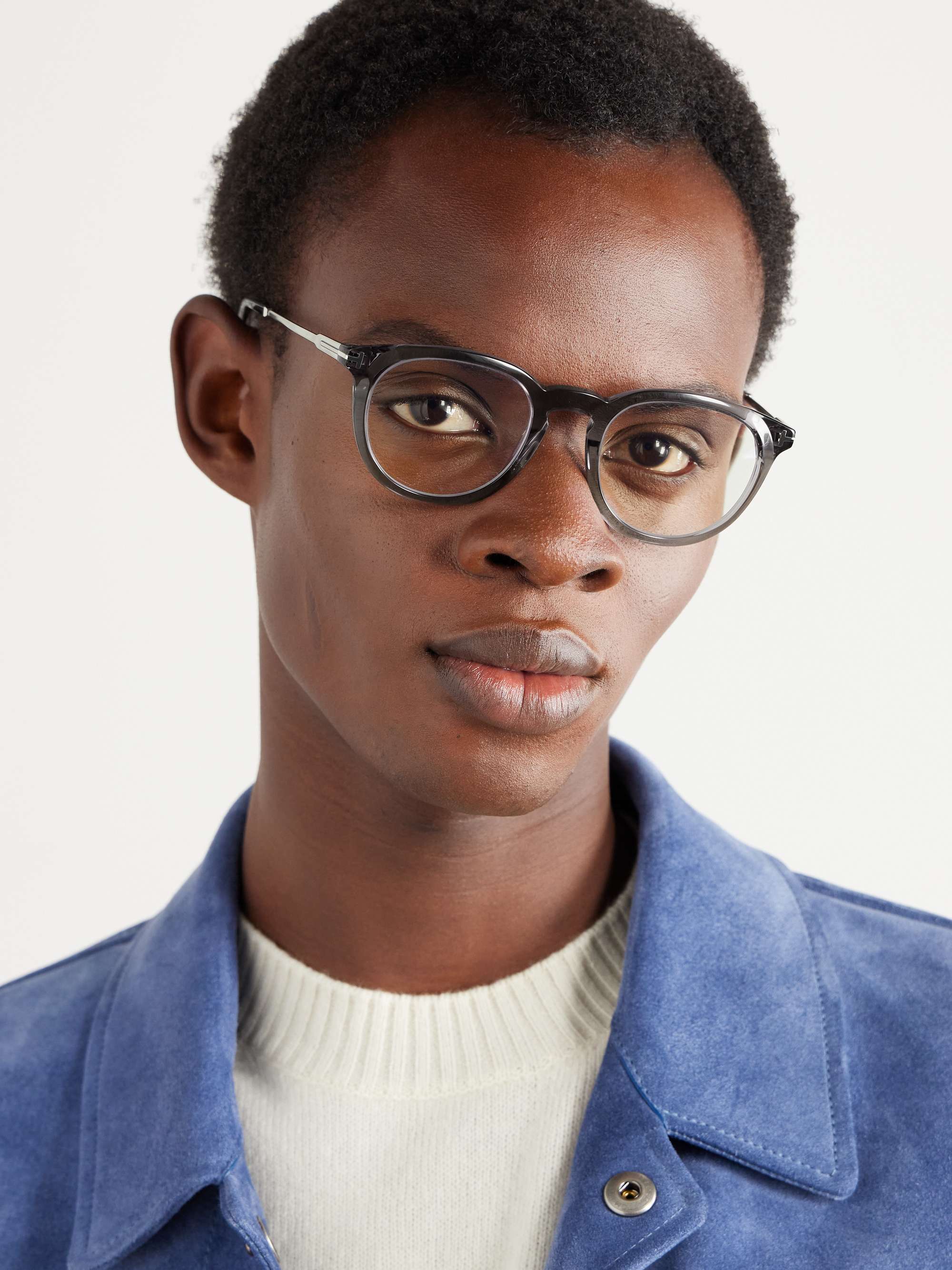 TOM FORD EYEWEAR Round-Frame Acetate and Silver-Tone Optical Glasses ...