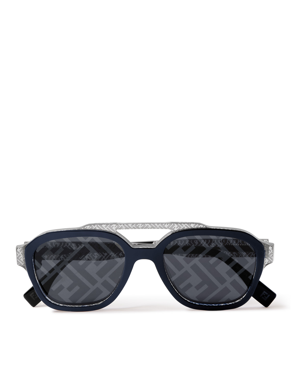 Fendi Silver-tone And Acetate D-frame Sunglasses In Blue