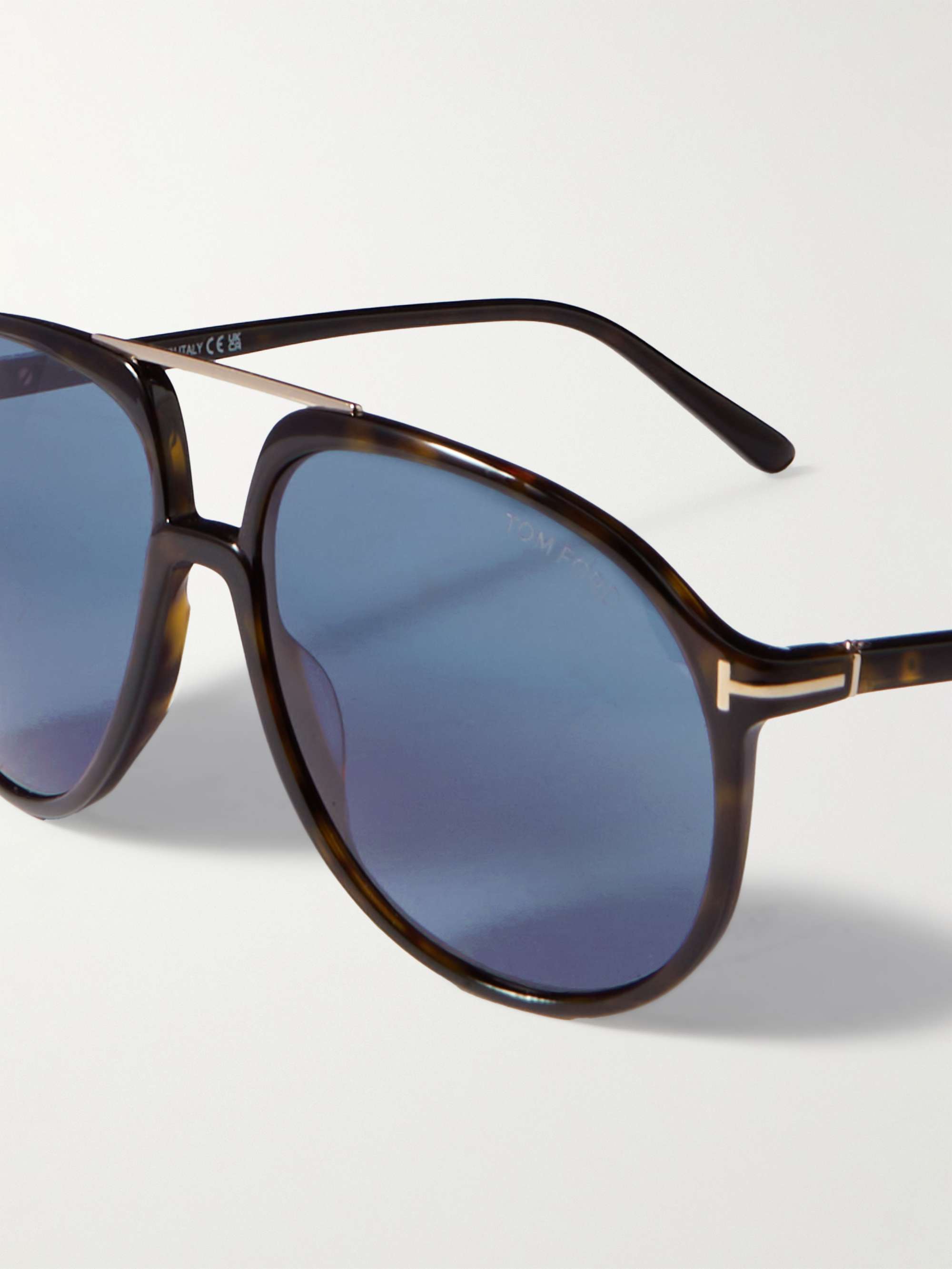 TOM FORD EYEWEAR Archie AviatorStyle Tortoiseshell Acetate Sunglasses