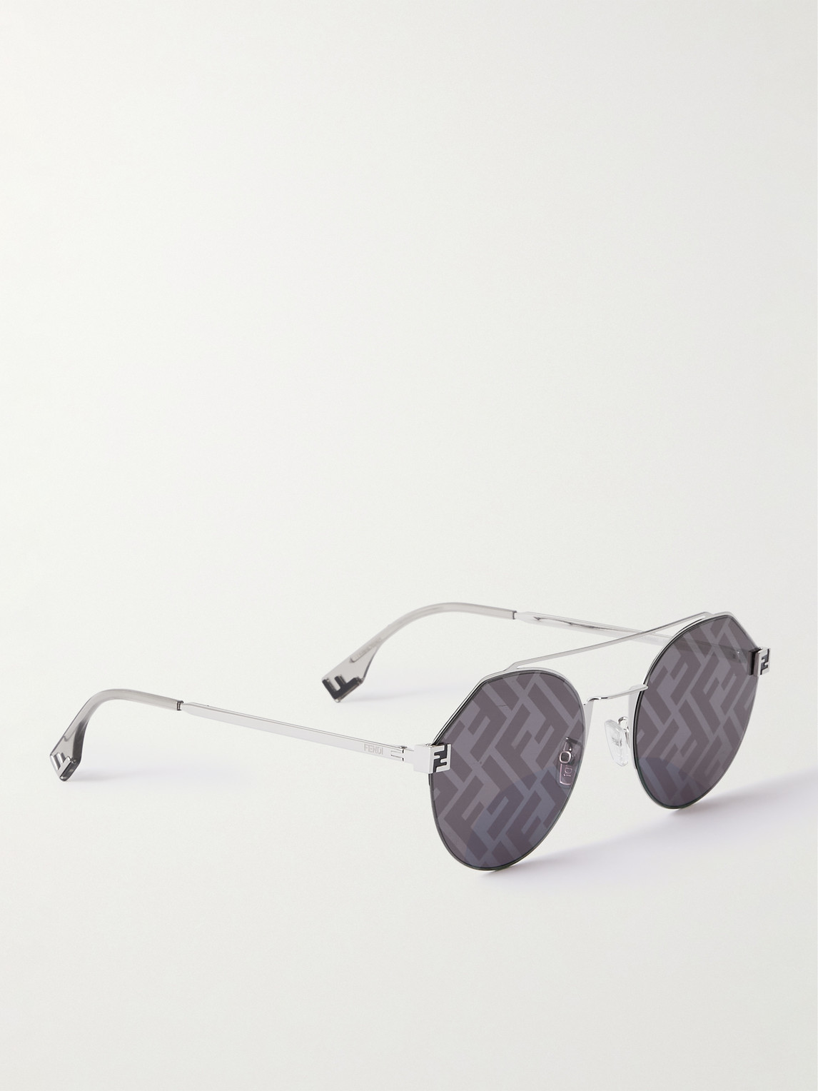 Shop Fendi Sky Metal Round-frame Sunglasses In Silver