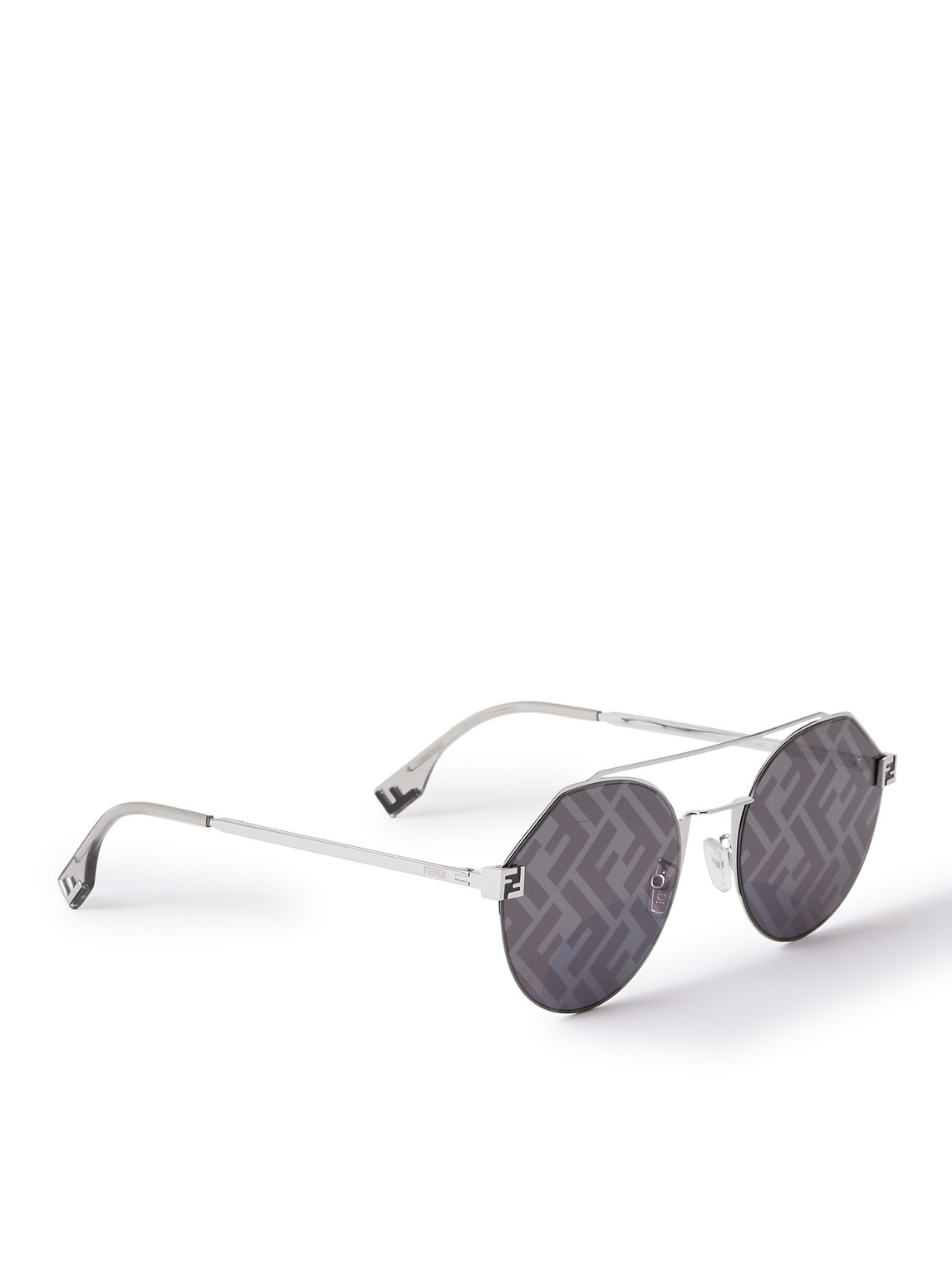 Fendi Sky Metal Round-frame Sunglasses In Silver