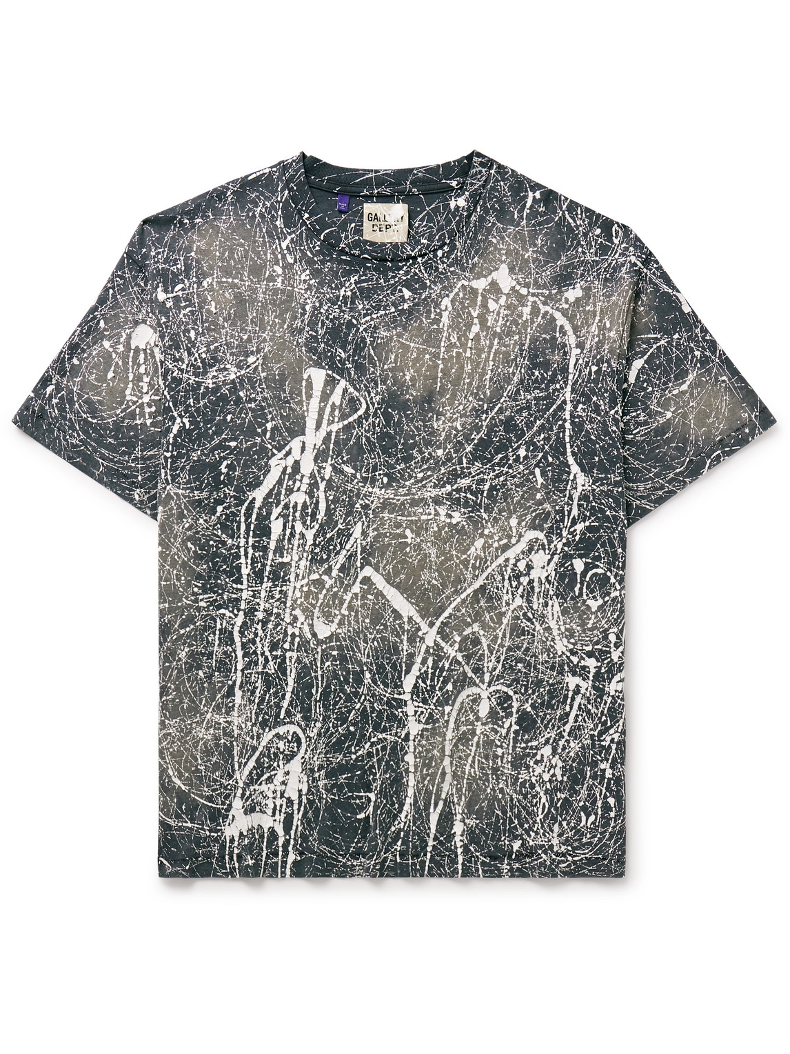 Gallery Dept. Paint-splattered Bleached Cotton-jersey T-shirt In Black