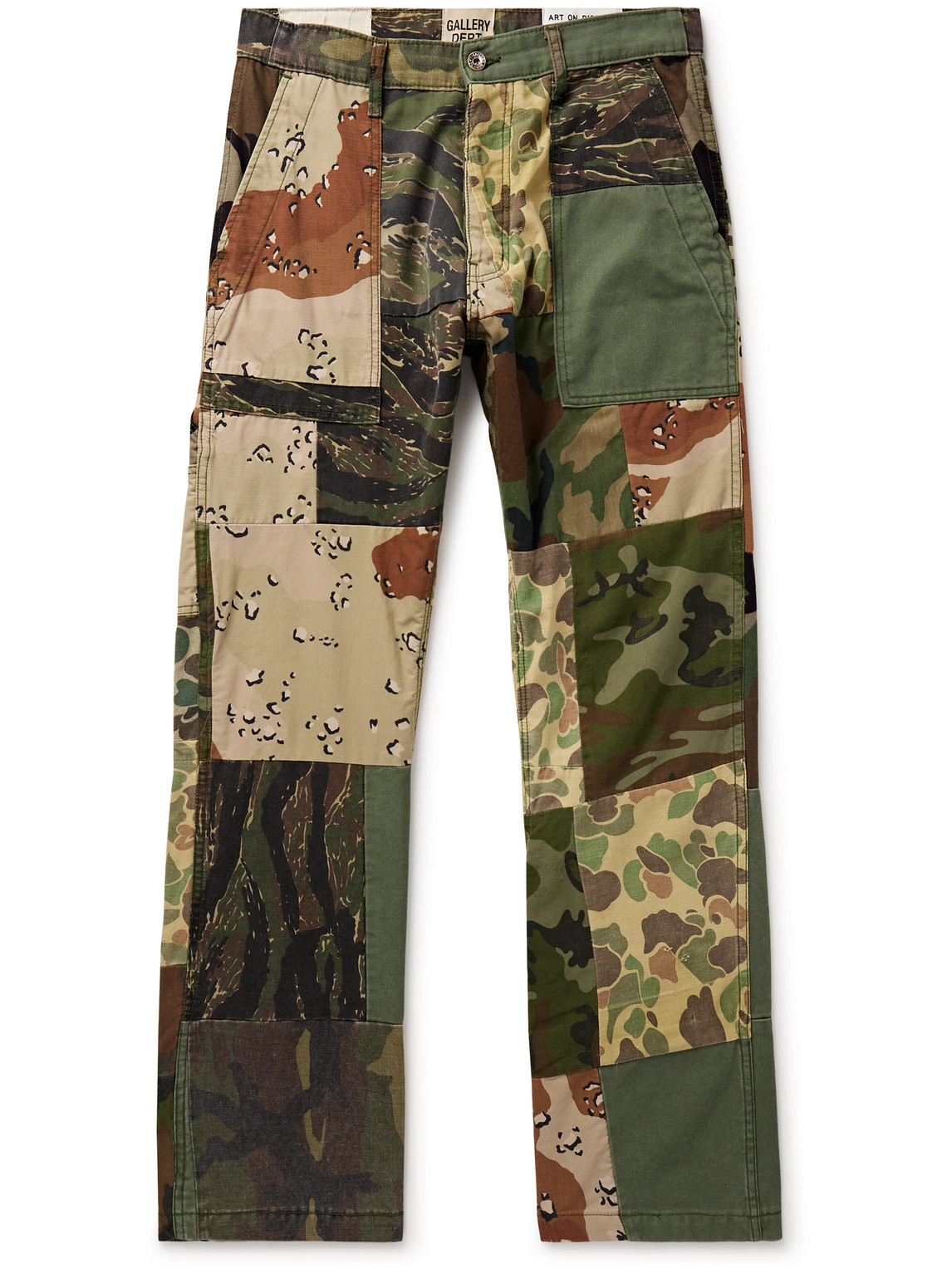 Gallery Dept. Pappy Straight-leg Patchwork Cotton-twill, Canvas And Ripstop Trousers In Green
