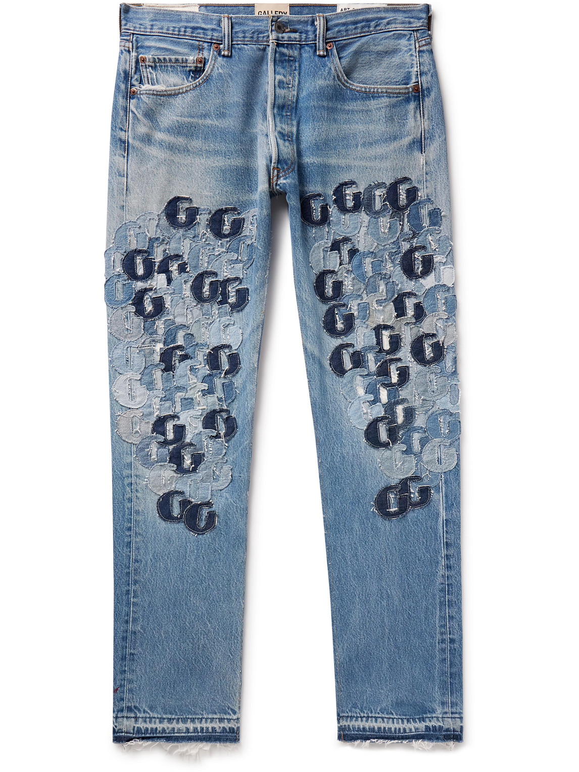Gallery Dept. Super G Straight-leg Logo-appliquéd Distressed Jeans In Blue