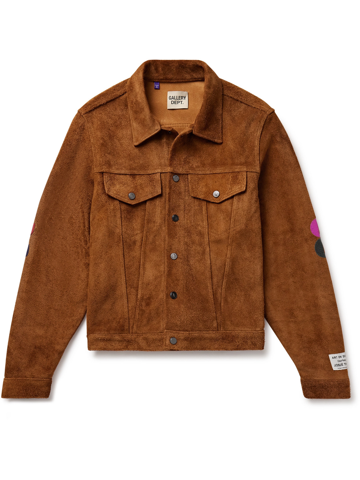 Gallery Dept. Leather-appliquéd Suede Trucker Jacket In Brown