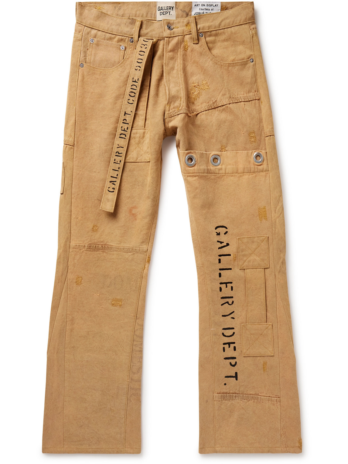 Gallery Dept. Straight-leg Embellished Printed Cotton-canvas Cargo Trousers In Brown