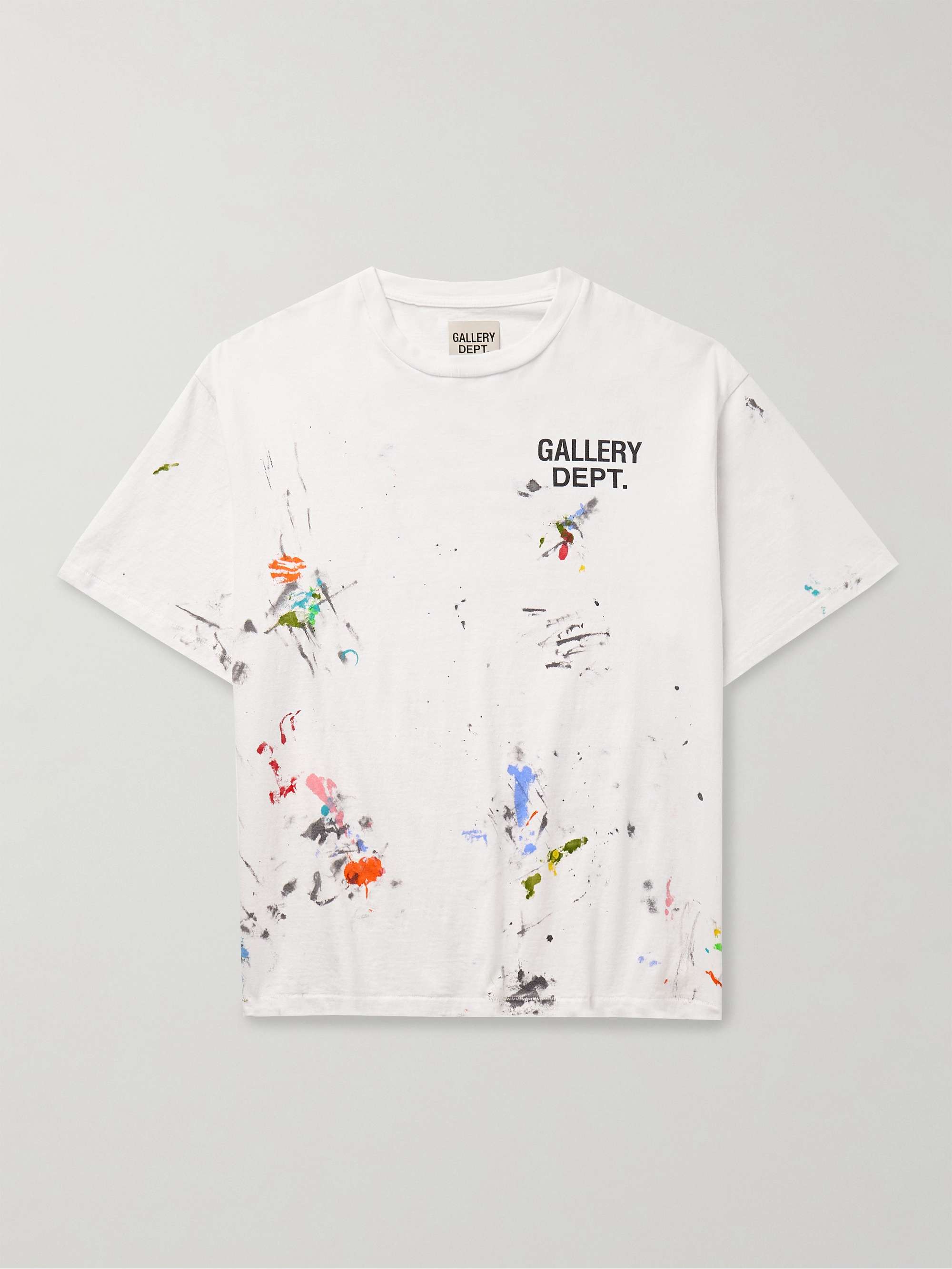 Paint-Splattered Logo-Print Cotton-Jersey T-Shirt
