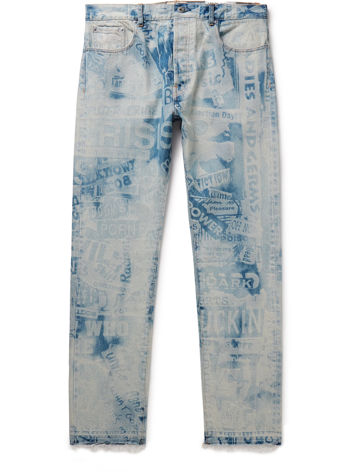 Gallery Dept. Good Luck Straight-leg Frayed Printed Jeans In Blue