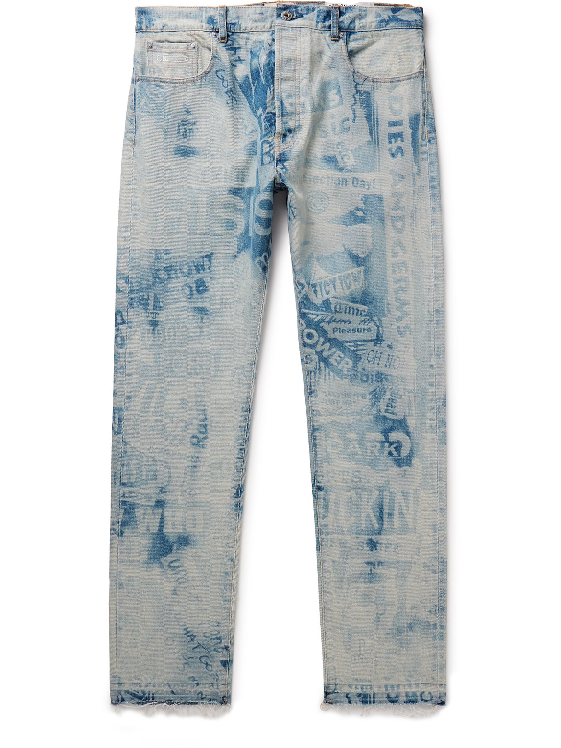 Good Luck Straight-Leg Frayed Printed Jeans