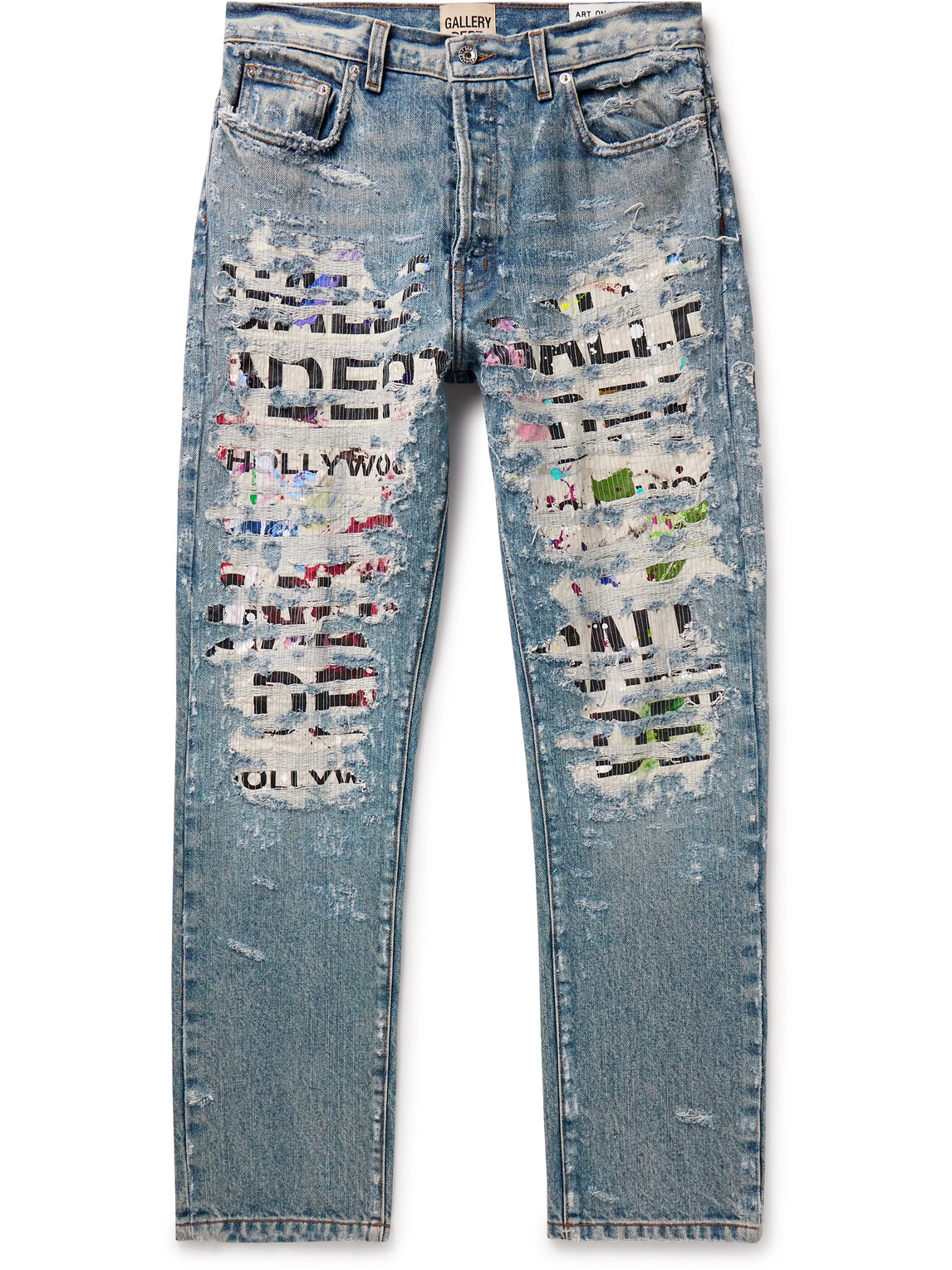 Gallery Dept. Straight-leg Panelled Distressed Jeans In Blue
