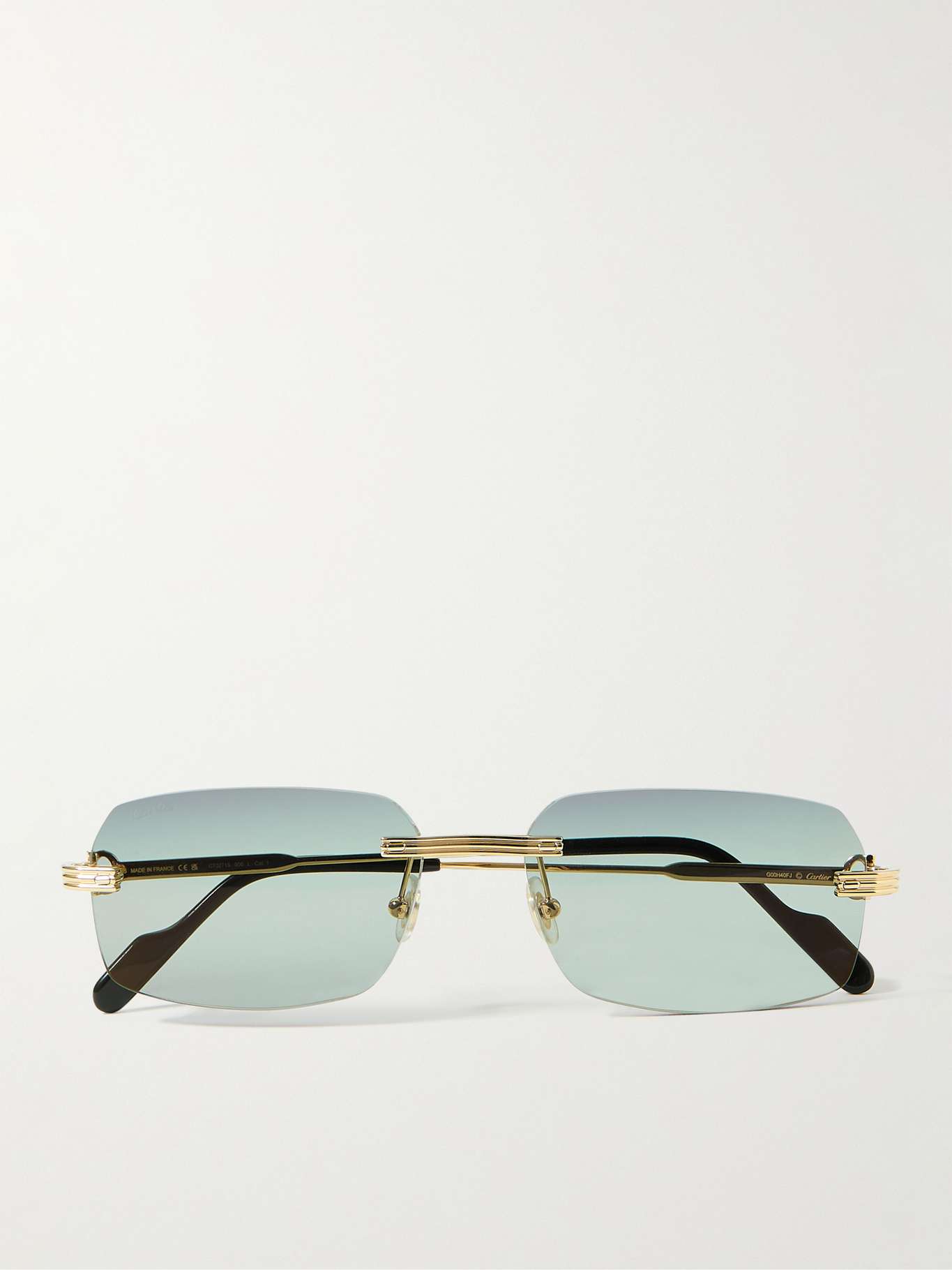 CARTIER EYEWEAR Rimless RectangularFrame GoldTone Sunglasses for Men