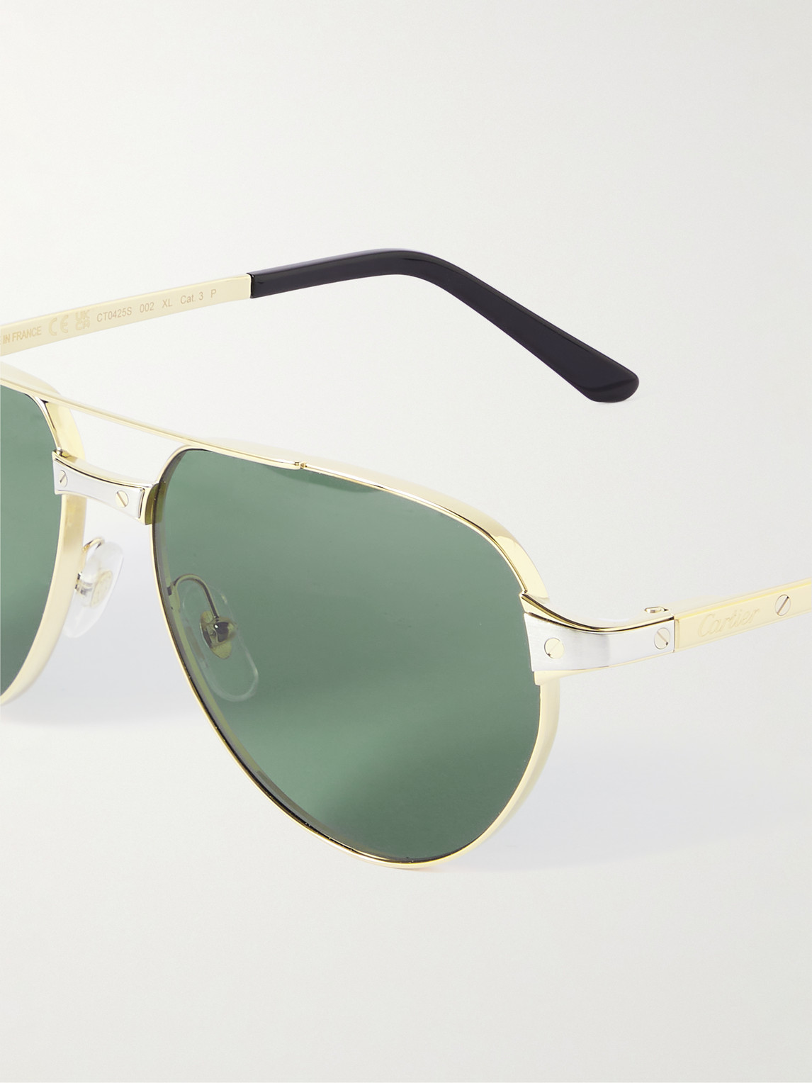 Shop Cartier Aviator-style Gold-tone Sunglasses