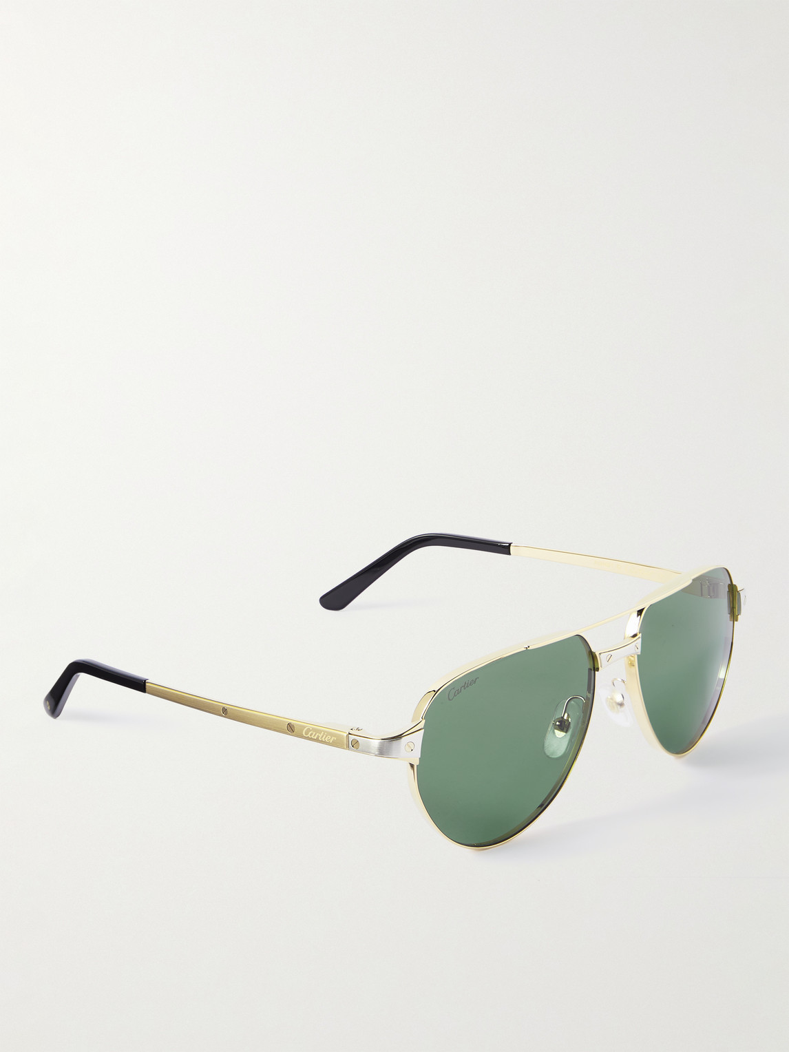 Shop Cartier Aviator-style Gold-tone Sunglasses