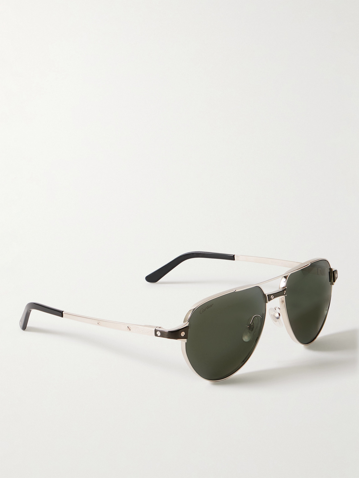 Shop Cartier Aviator-style Silver-tone Sunglasses