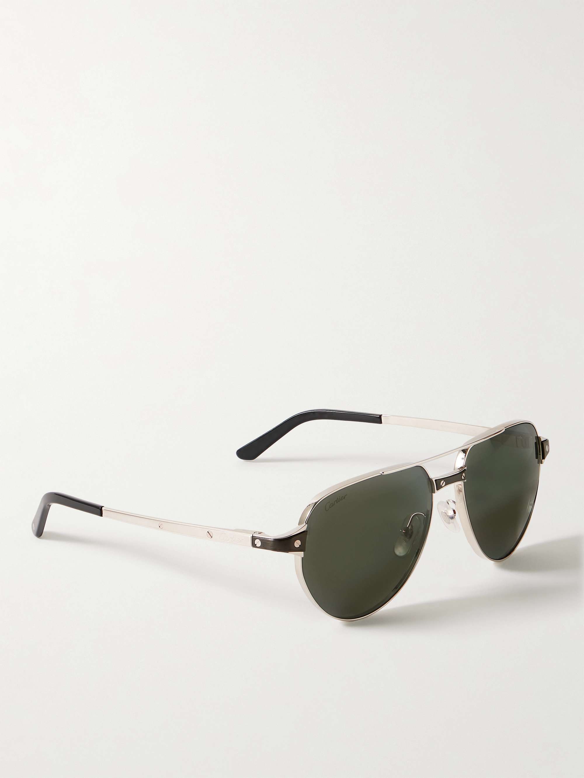 CARTIER EYEWEAR Aviator-Style Silver-Tone Sunglasses for Men | MR PORTER