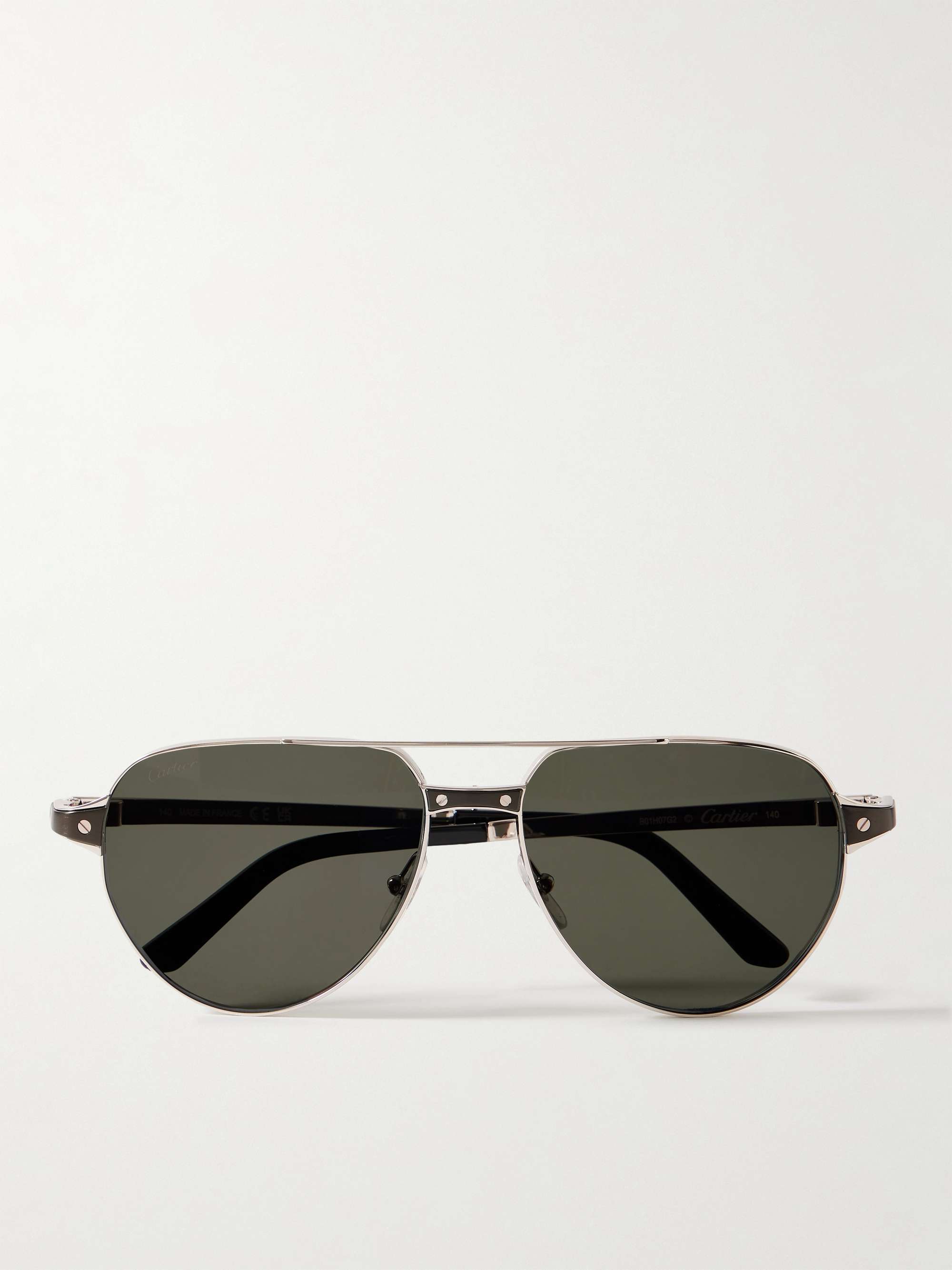 CARTIER EYEWEAR Aviator-Style Silver-Tone Sunglasses for Men | MR PORTER