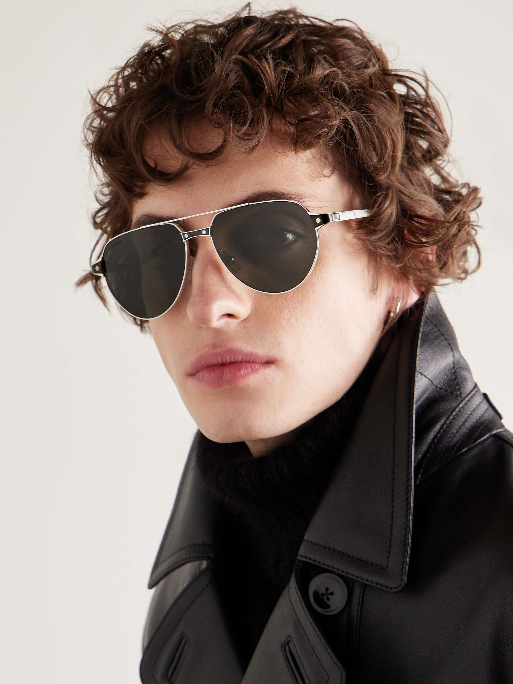 CARTIER EYEWEAR Aviator-Style Silver-Tone Sunglasses for Men | MR PORTER