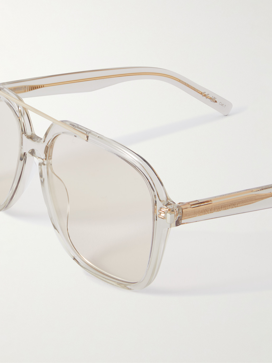 Shop Saint Laurent Aviator-style Acetate Sunglasses In Neutrals