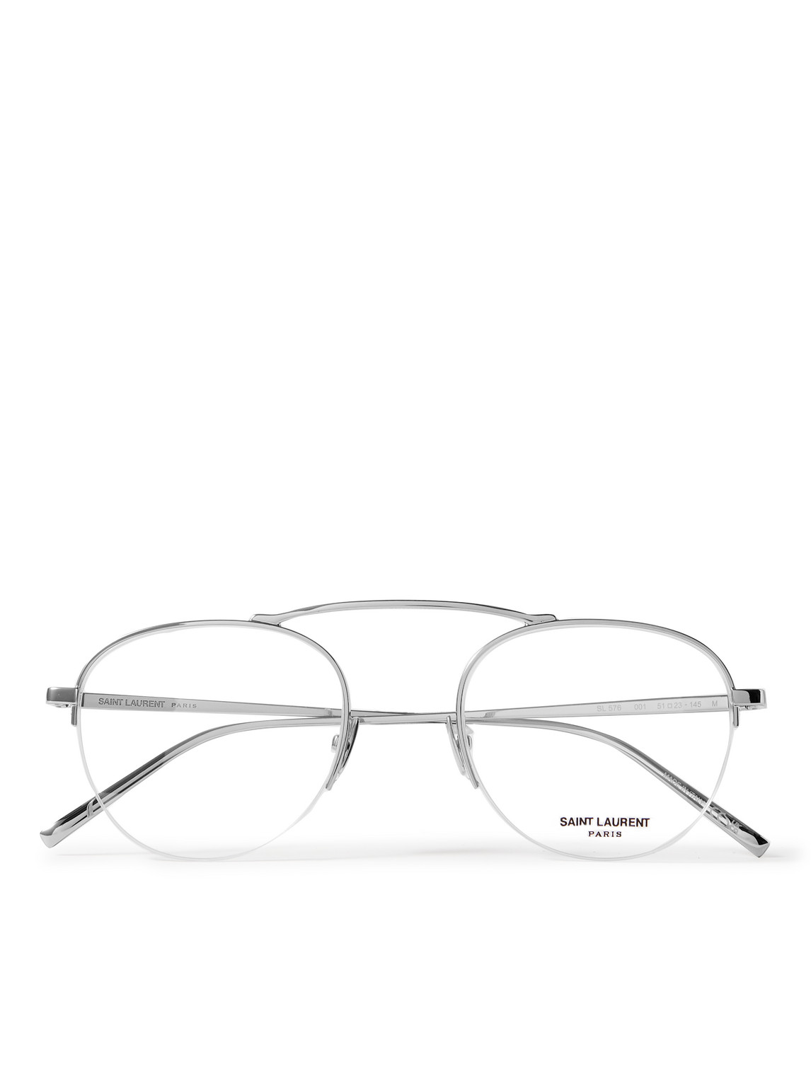 Saint Laurent Aviator-style Silver-tone Optical Glasses