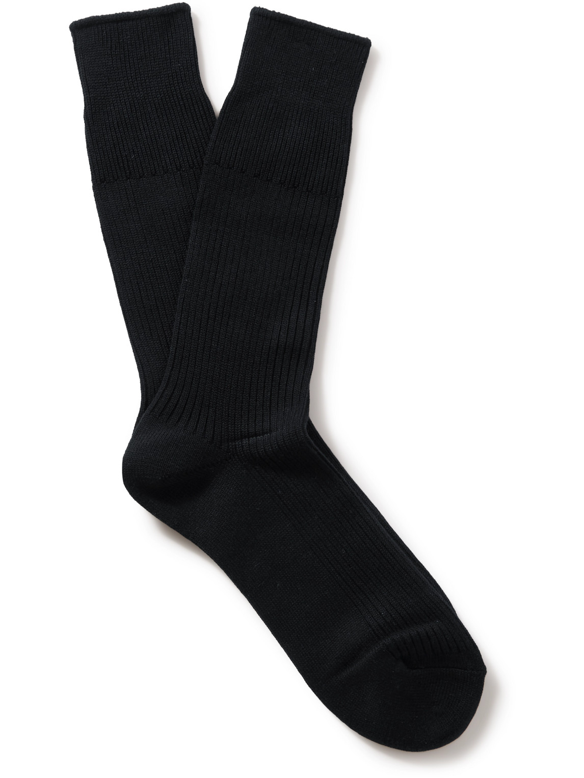 Anonymous Ism Brilliant Ribbed-knit Socks In Black