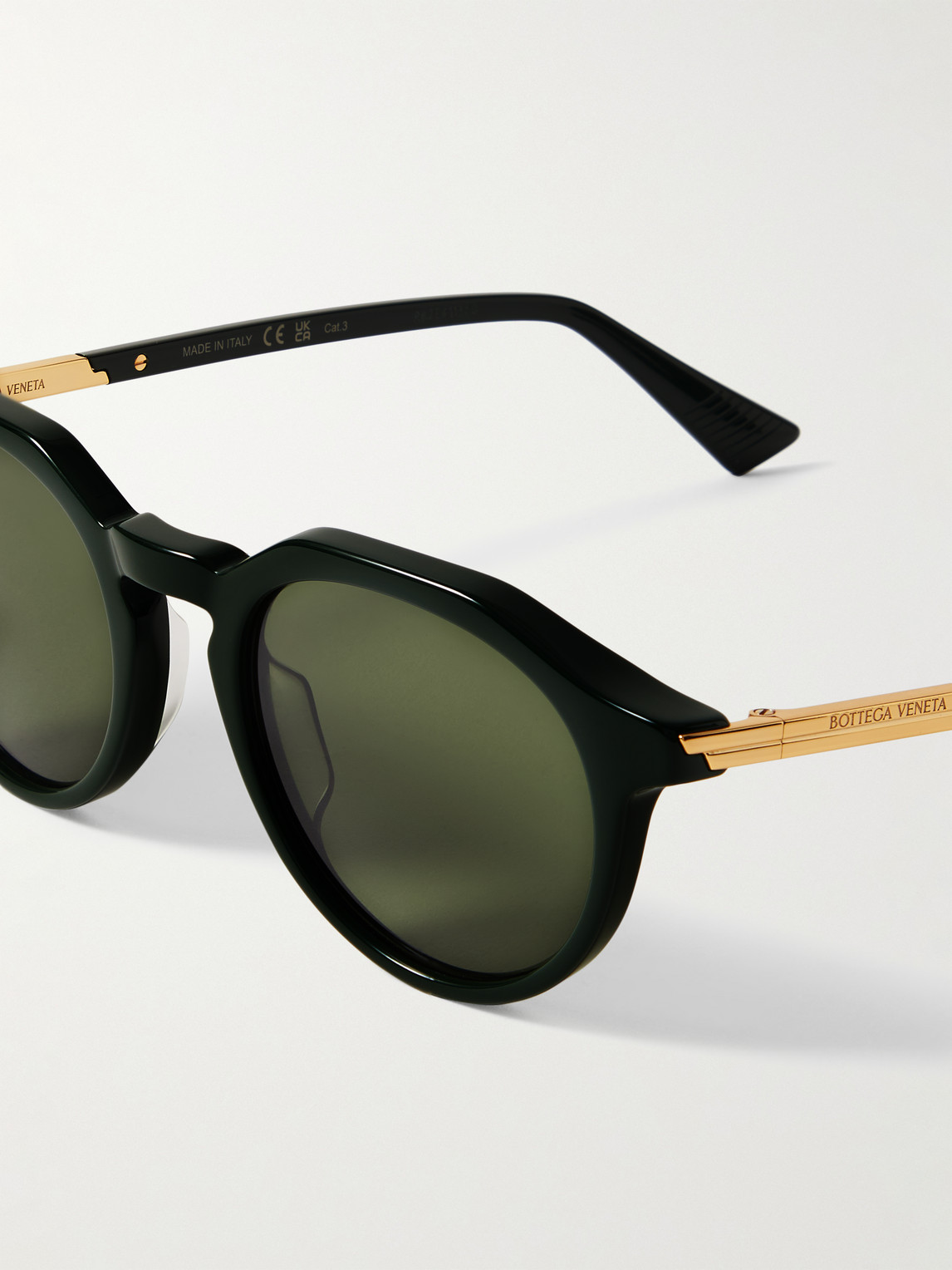 Shop Bottega Veneta Round-frame Acetate Sunglasses In Green