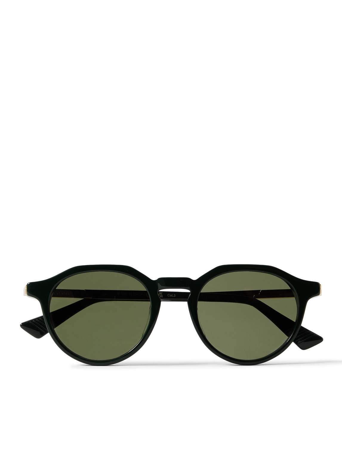 Bottega Veneta Round-frame Acetate Sunglasses In Shiny Solid Dark