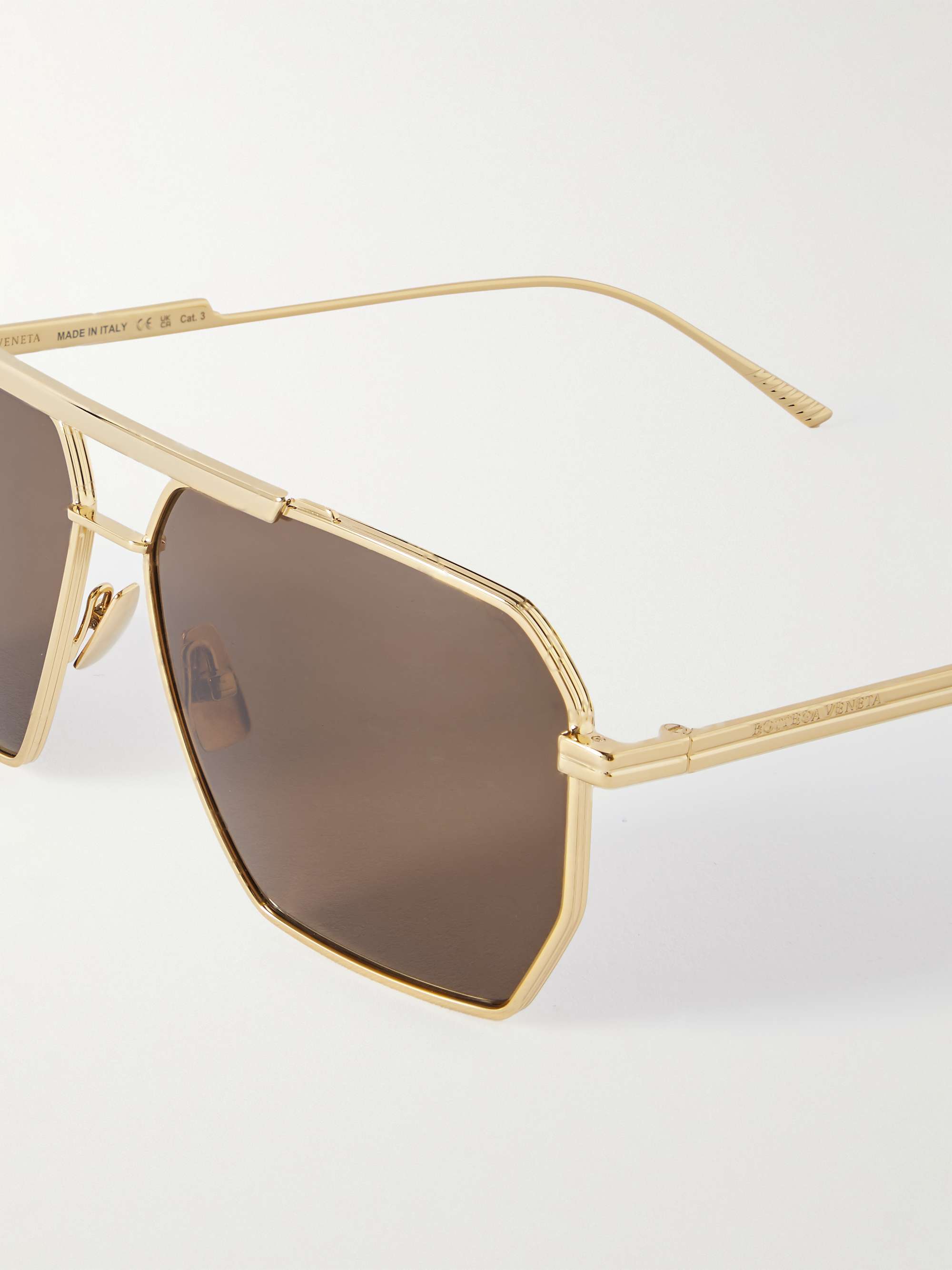 BOTTEGA VENETA EYEWEAR Aviator-Style Gold-Tone Sunglasses