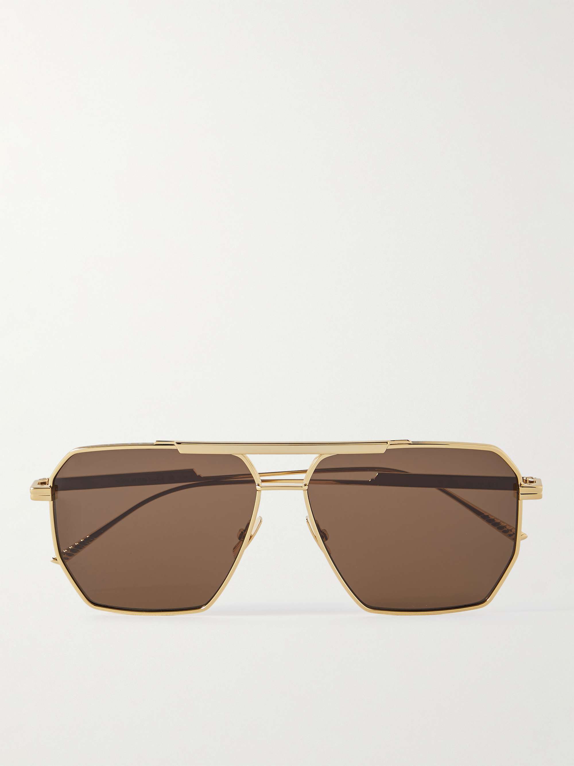 Brown Aviator metal sunglasses, Bottega Veneta