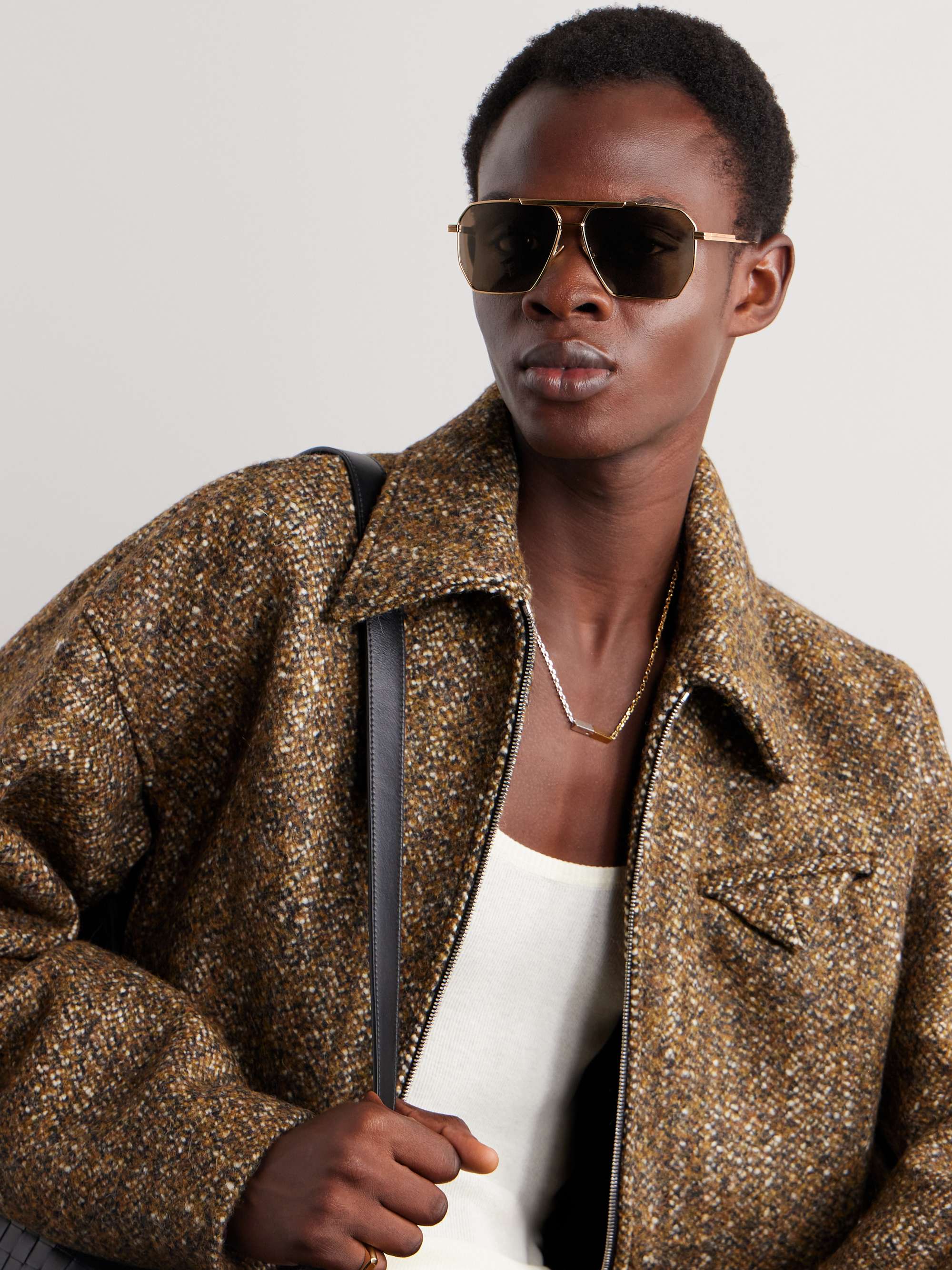BOTTEGA VENETA EYEWEAR Aviator-Style Gold-Tone Sunglasses for Men | MR ...
