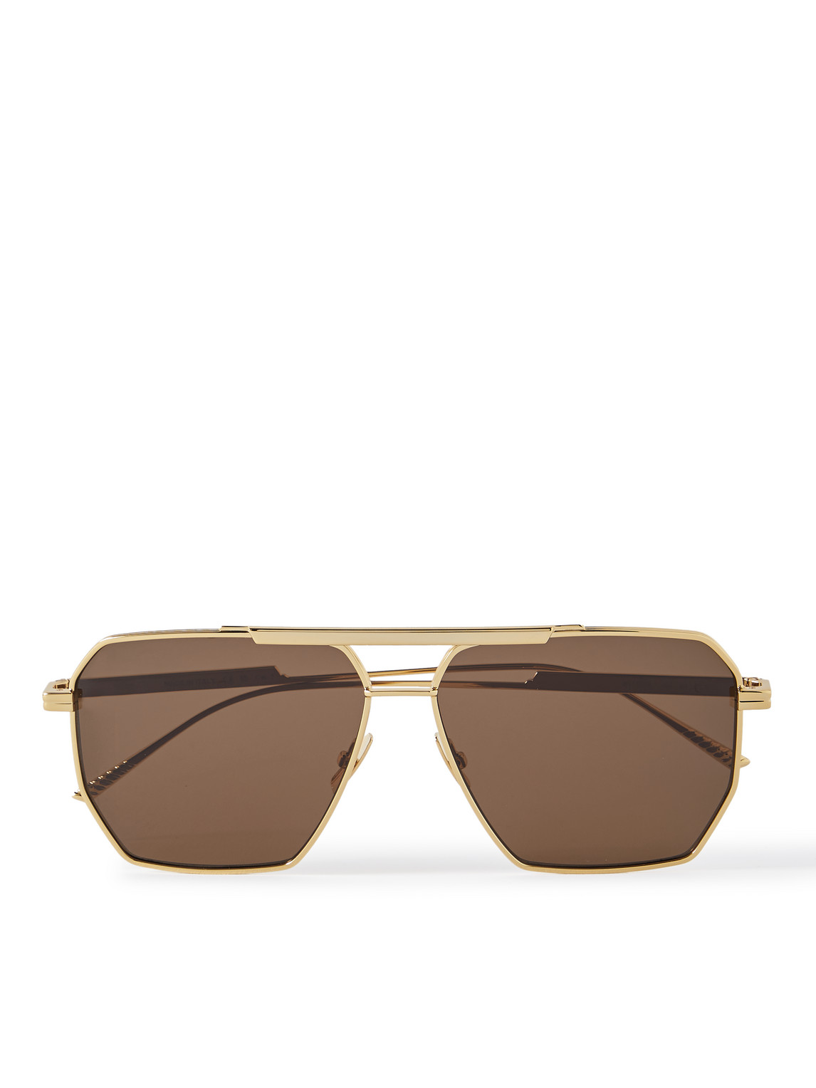 Shop Bottega Veneta Aviator-style Gold-tone Sunglasses