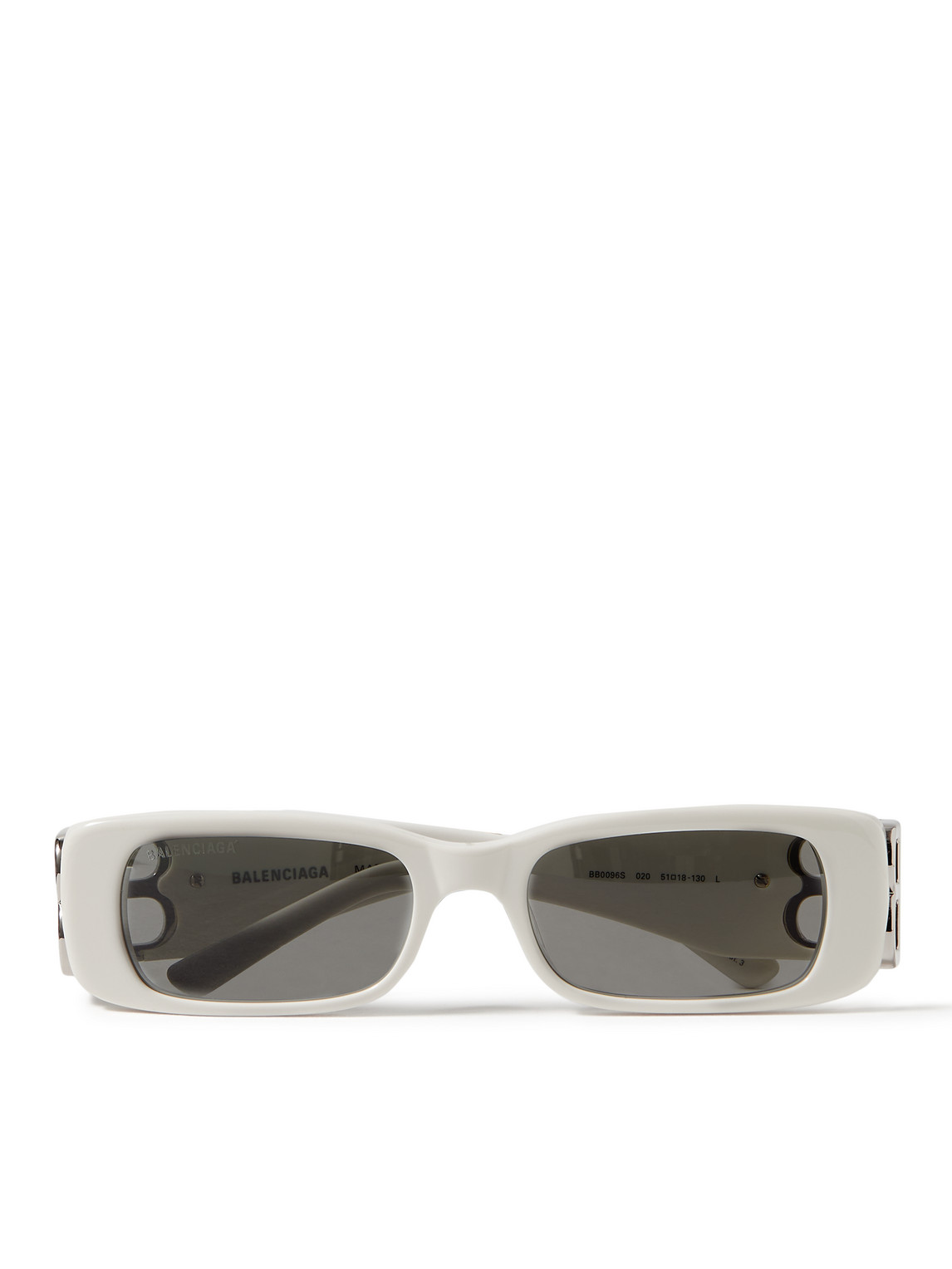 Balenciaga Dynasty Rectangular-frame Acetate And Silver-tone Sunglasses In White
