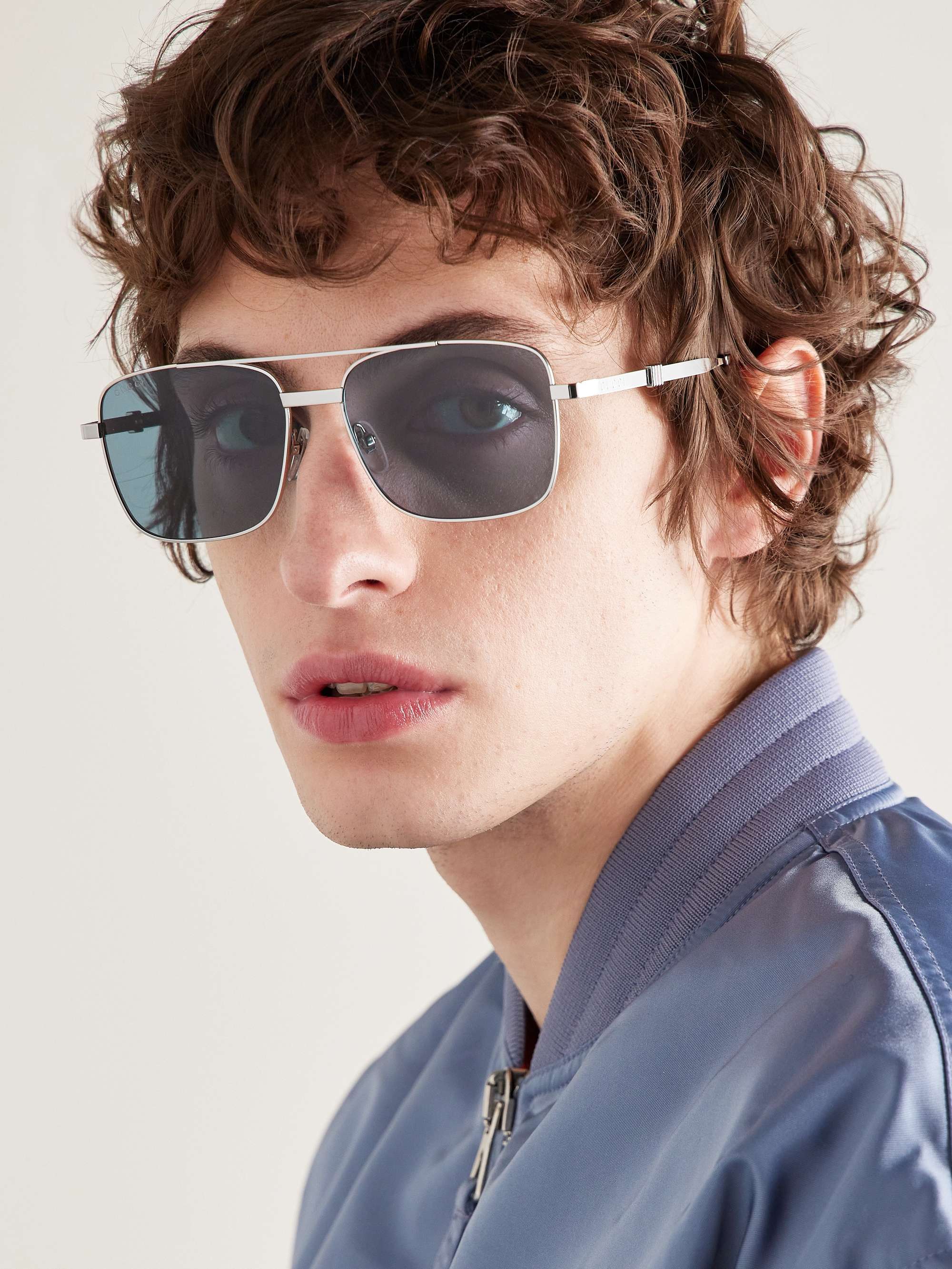 GUCCI EYEWEAR Aviator-Style Silver-Tone Sunglasses for Men | MR PORTER
