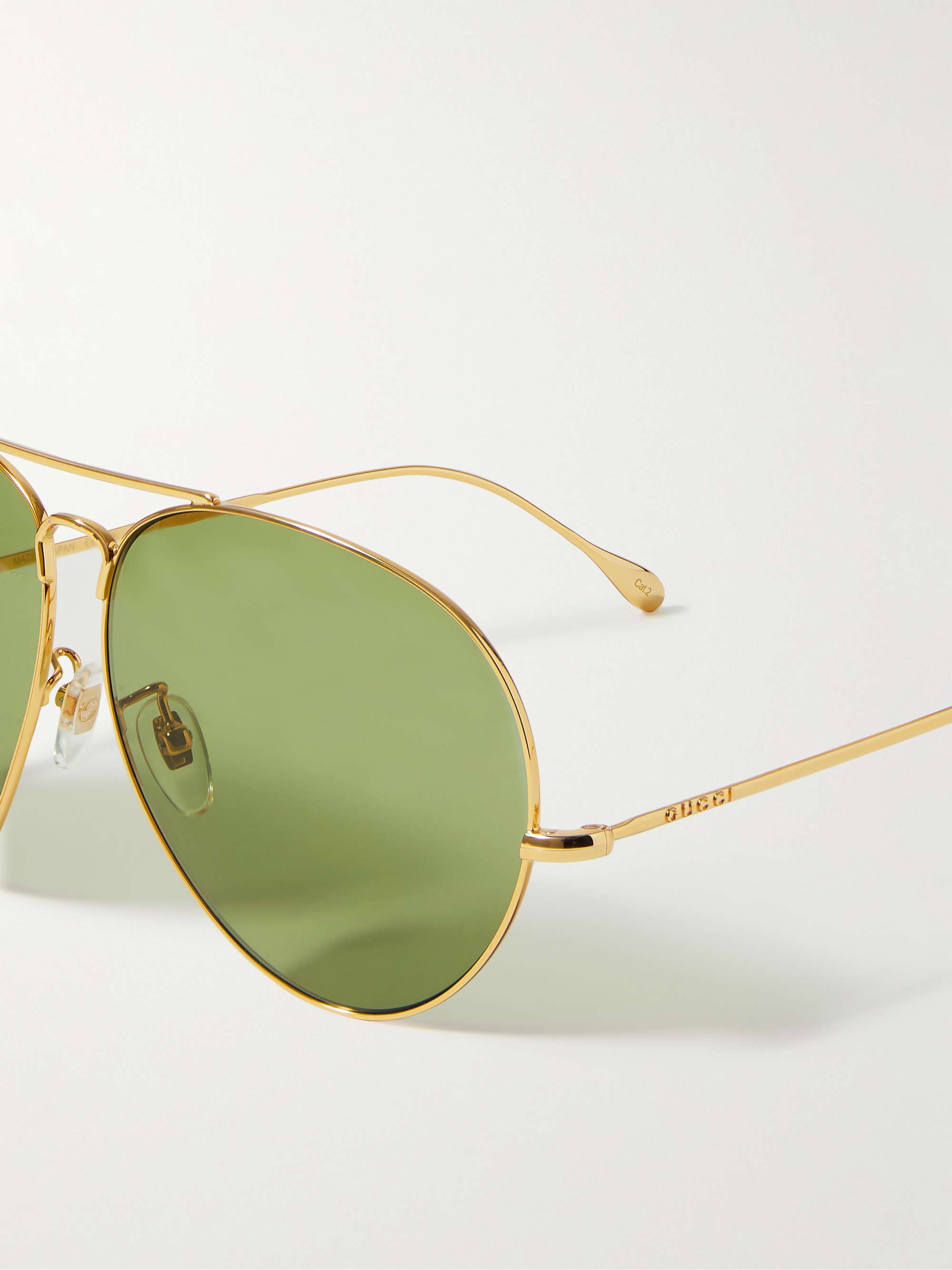 gucci gold green aviator sunglasses