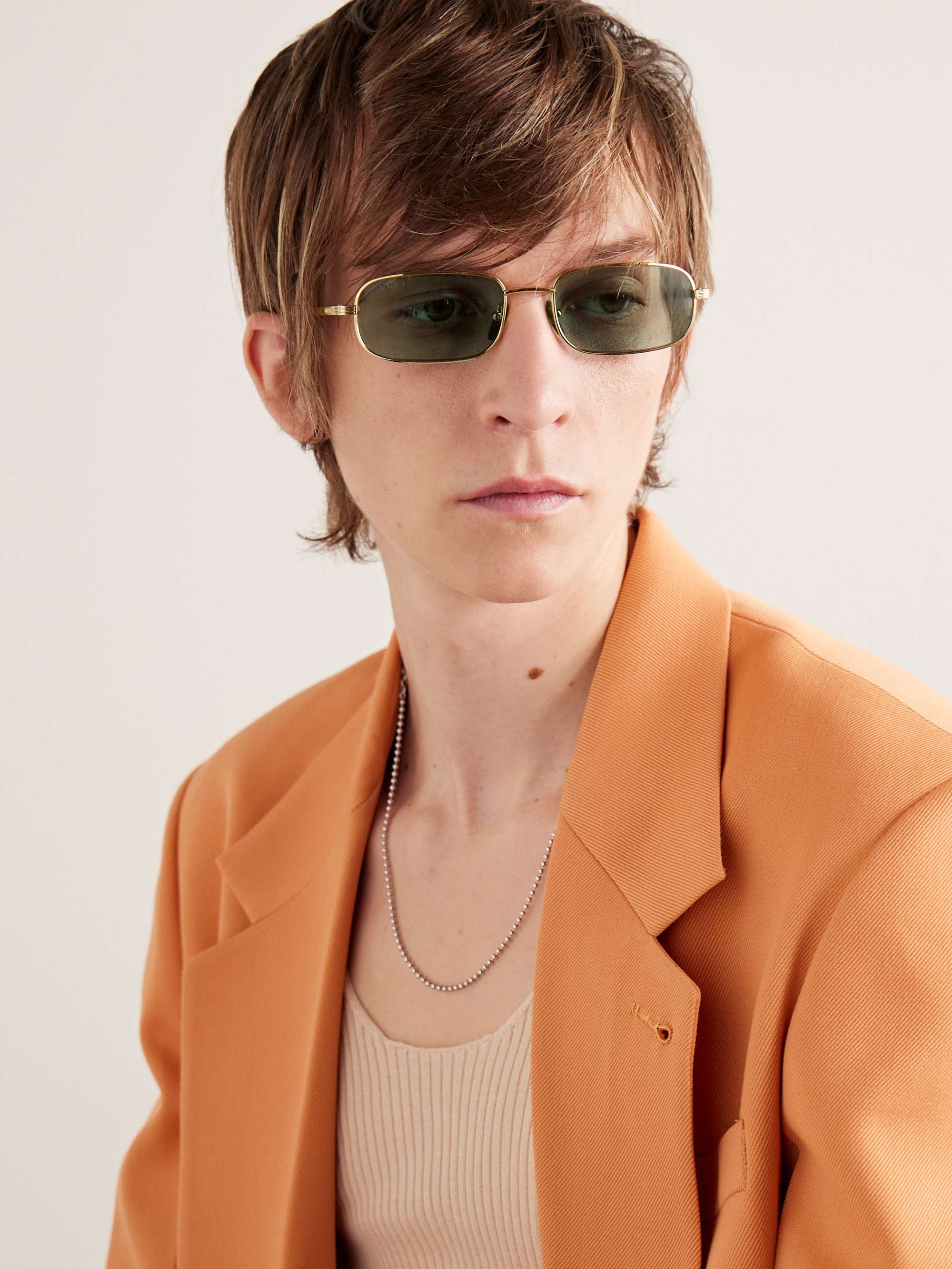 GUCCI EYEWEAR RectangularFrame GoldTone Sunglasses for Men MR PORTER