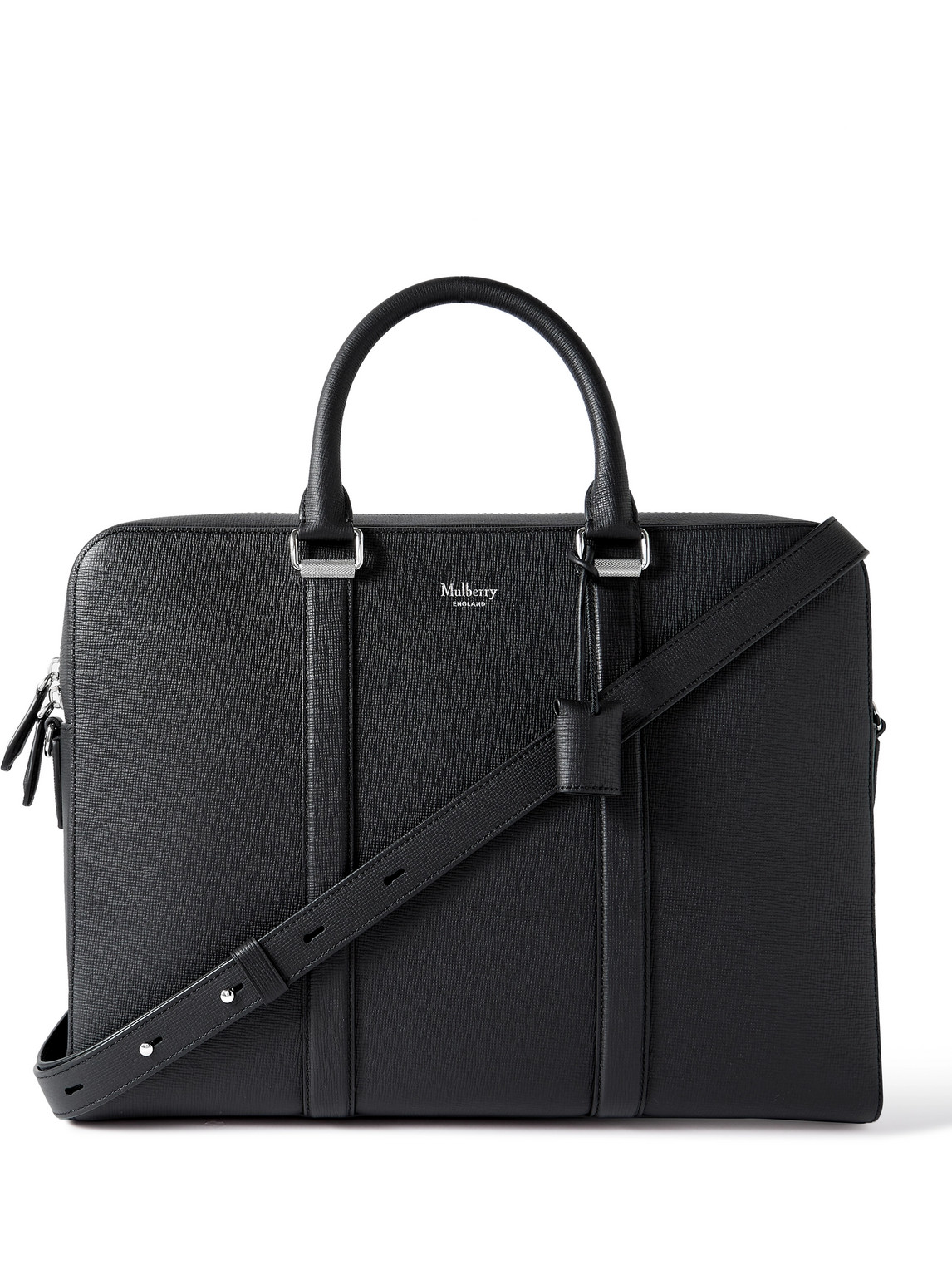Mulberry Camberwell Logo-print Cross-grain Leather Briefcase In Black