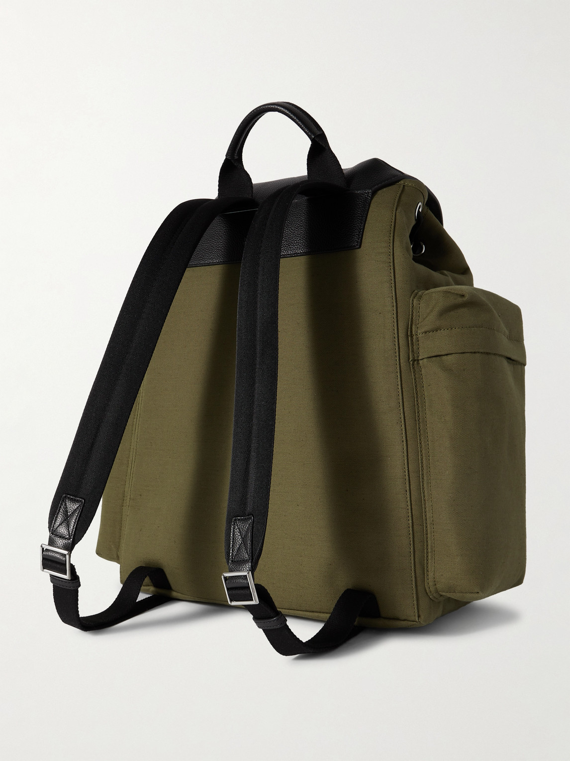 Shop Mulberry Skye Cotton-canvas And Full-grain Leather Backpack In Green
