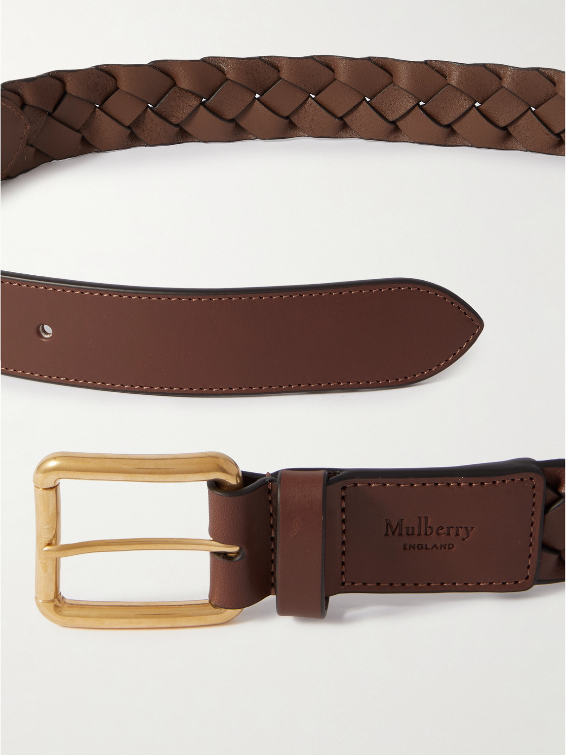 Shop Mulberry Heritage 3.5cm Braided Leather Belt In Brown