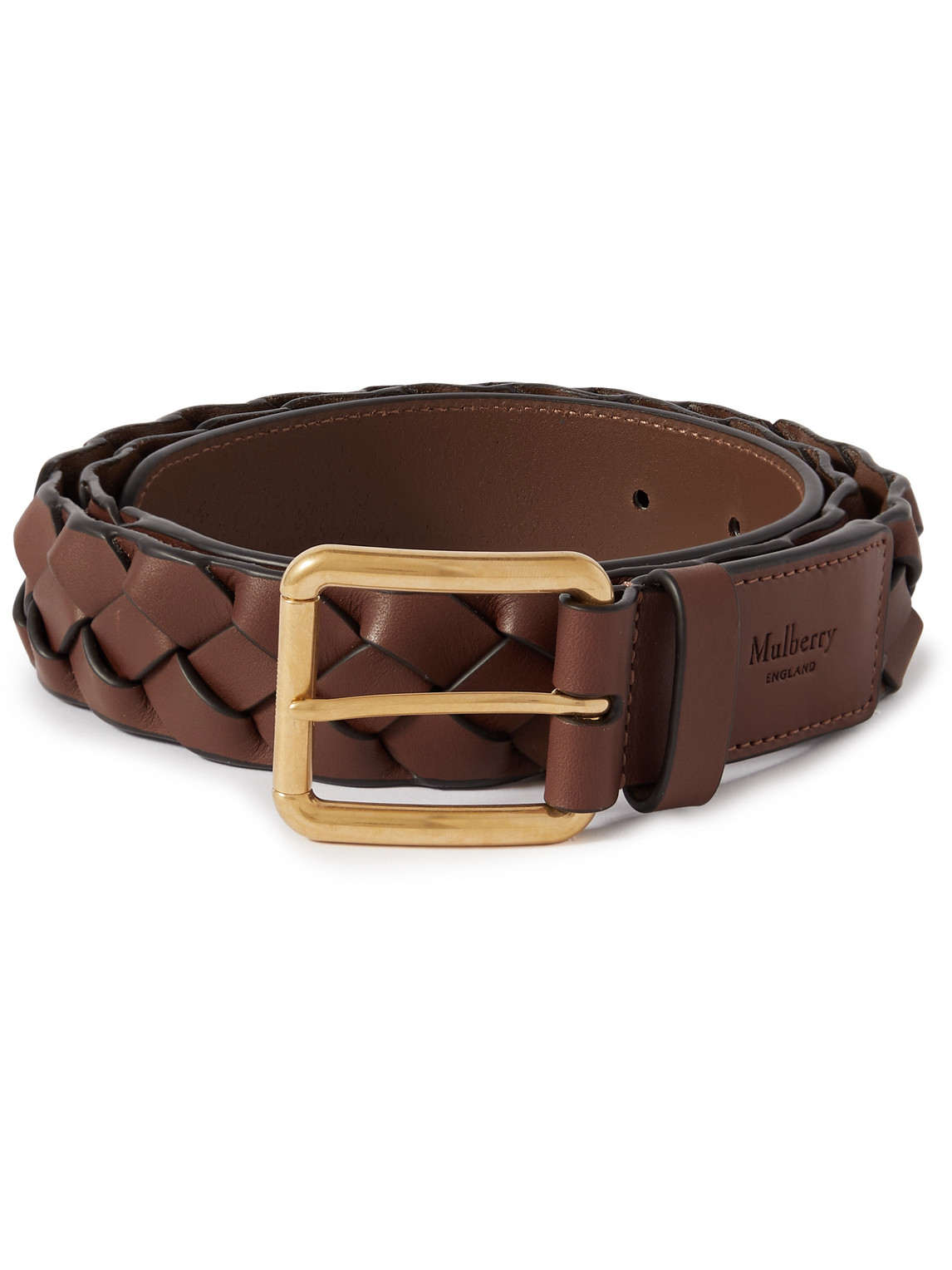 Mulberry Heritage 3.5cm Braided Leather Belt In Brown
