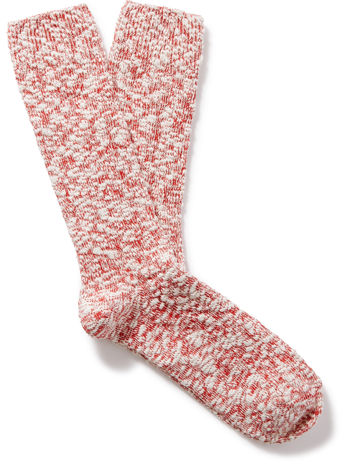 Anonymous Ism Slub Stretch Cotton-blend Socks In Red