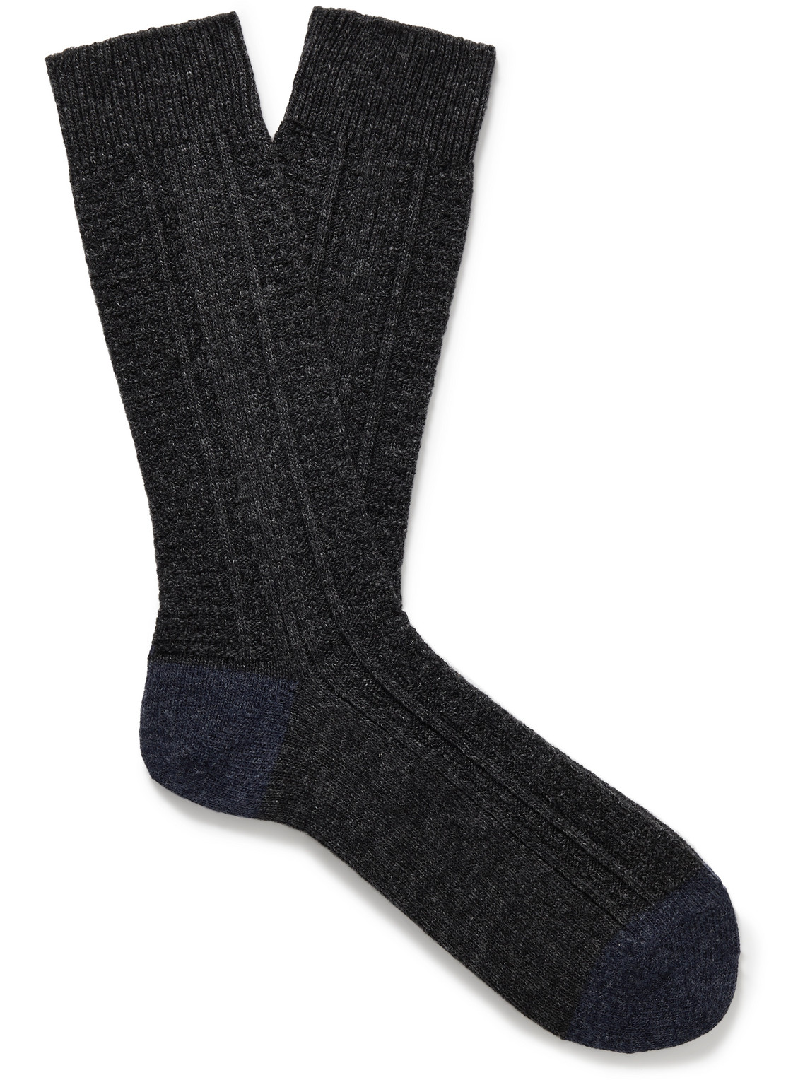 Two-Tone Wool-Blend Socks