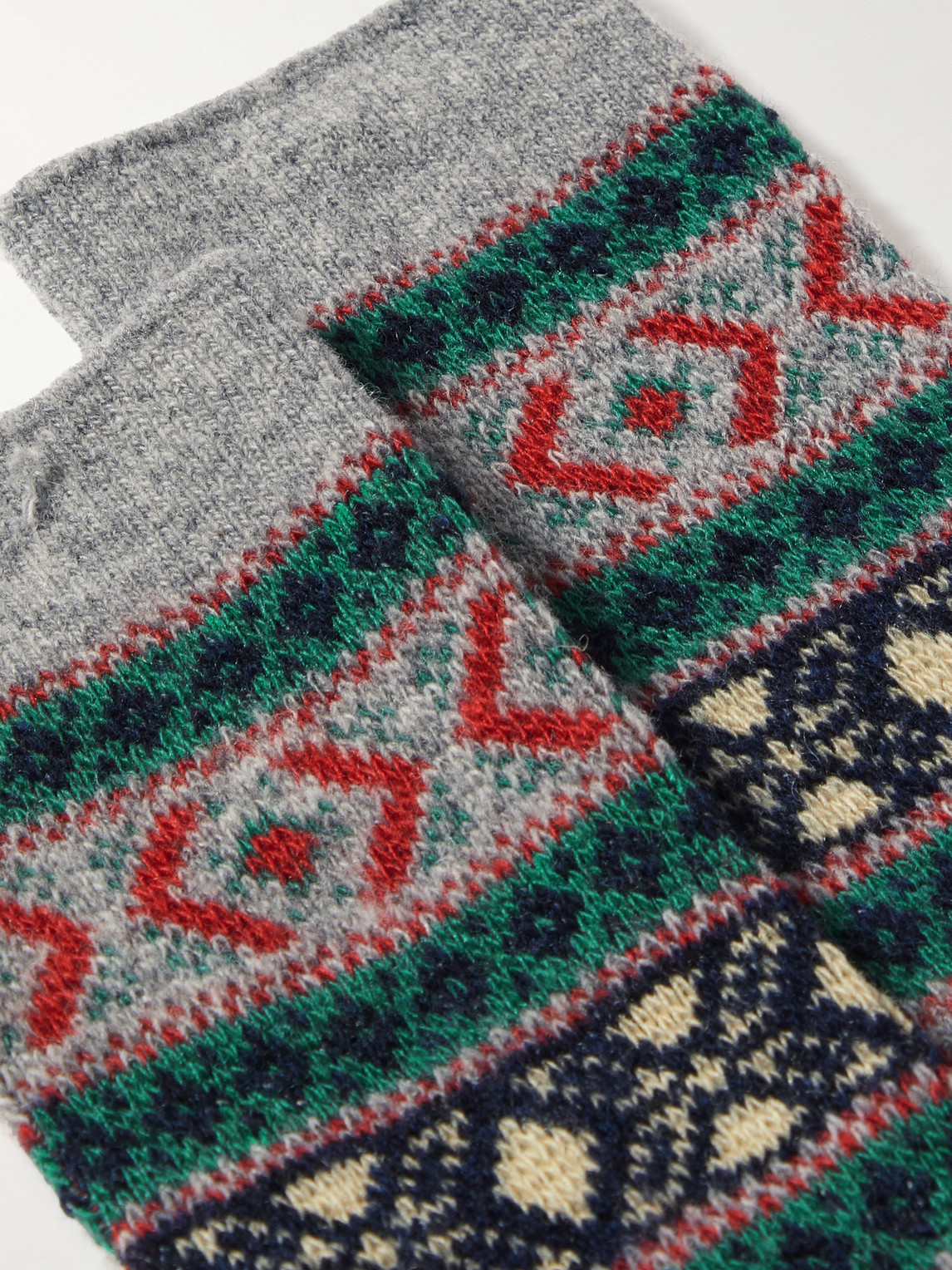 Shop Anonymous Ism Jacquard-knit Socks In Gray