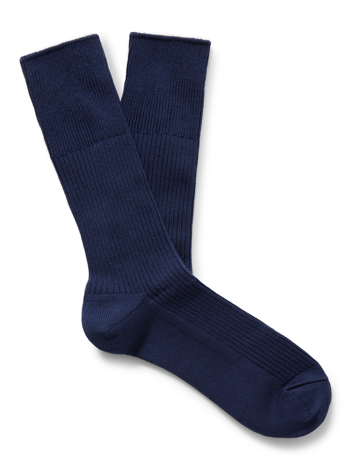 Anonymous Ism Brilliant Ribbed-knit Socks In Blue