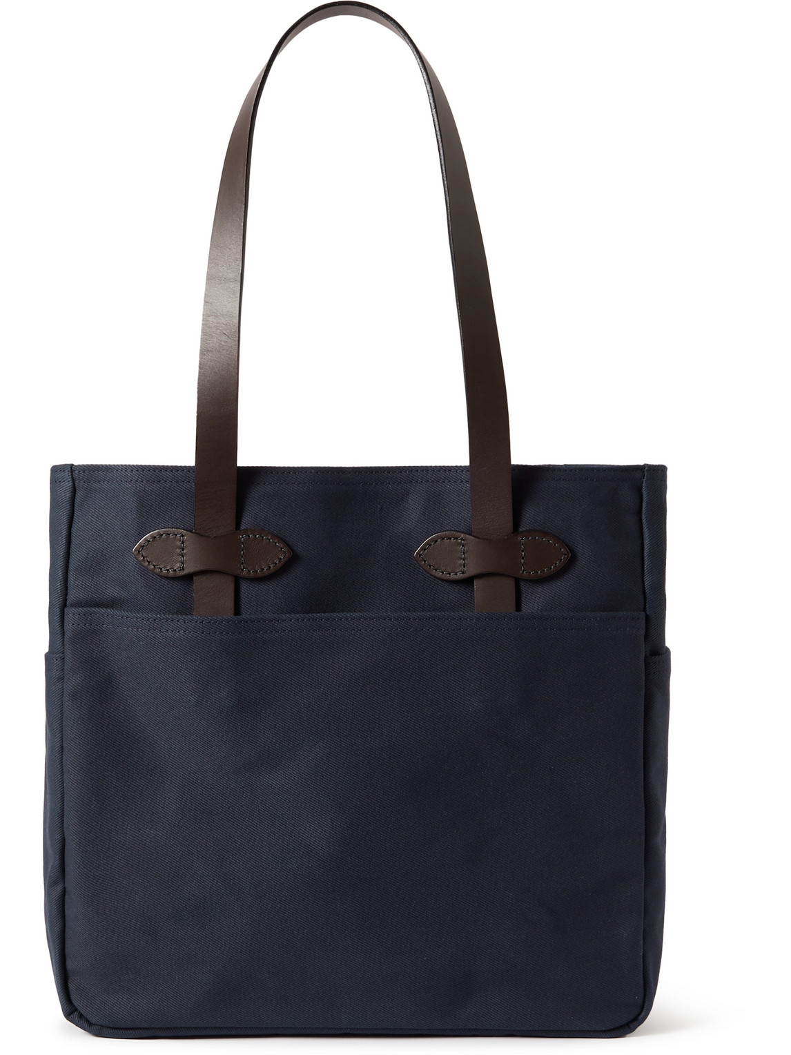 Leather-Trimmed Twill Tote Bag