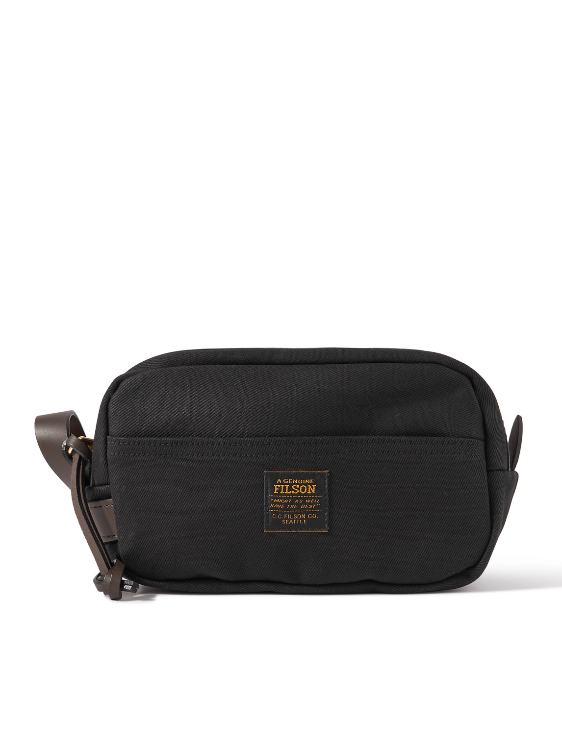 Filson Rugged Leather-trimmed Cotton-twill Wash Bag In Burgundy